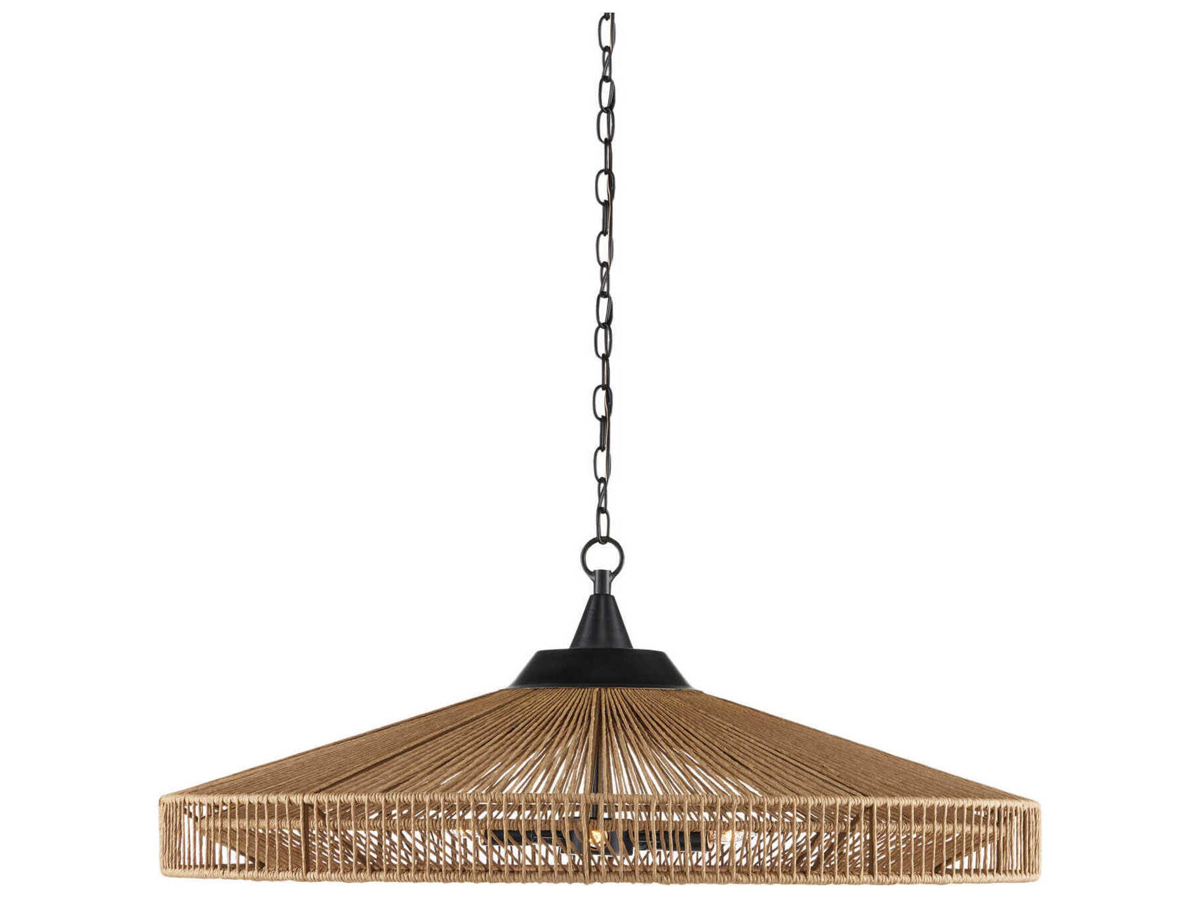 Currey & Company Maldives 5-Light Natural satin Black Brown Dome Pendant