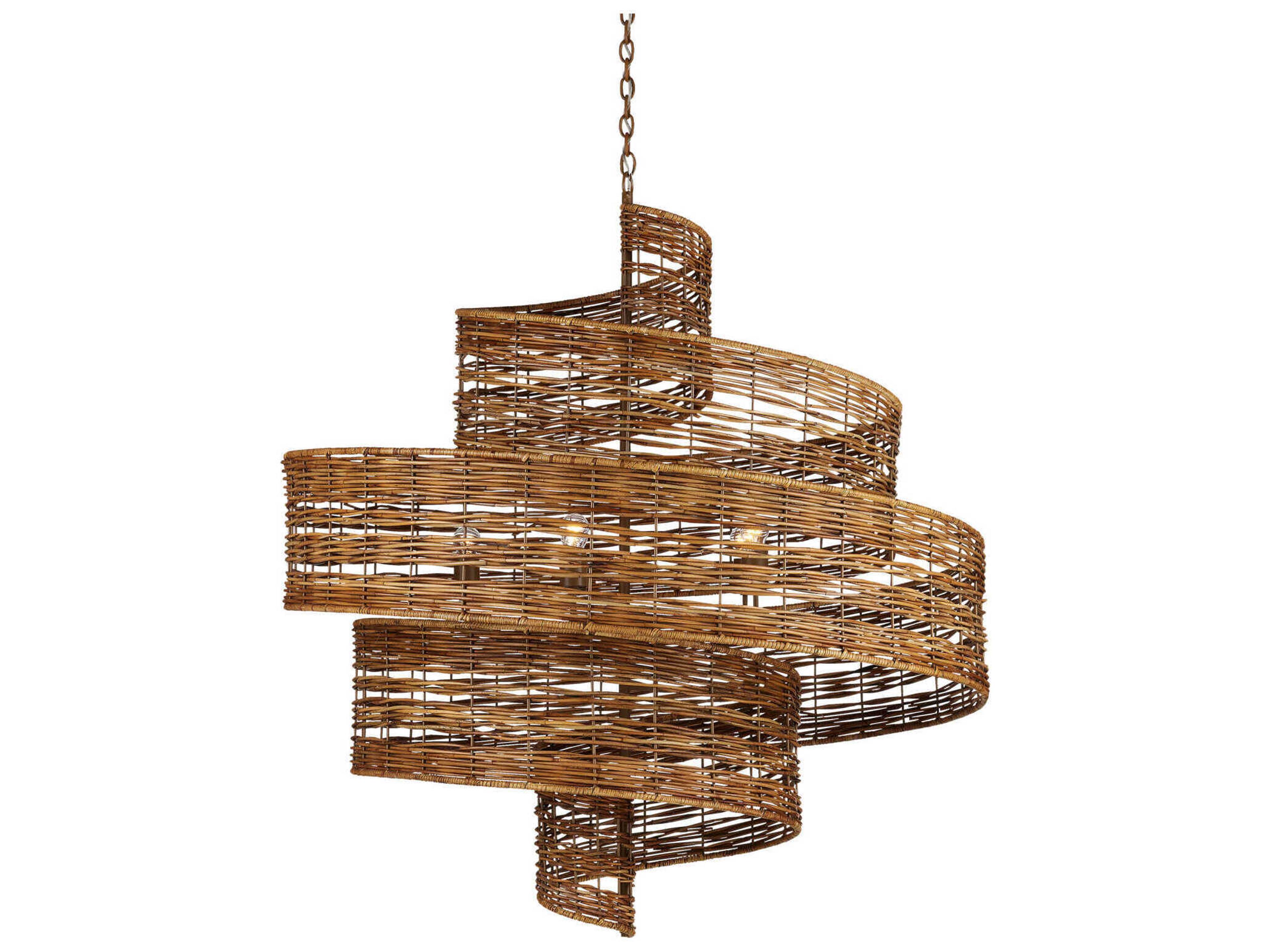 Currey & Company Saisei 5-Light Khaki Natural Rattan Brown Chandelier