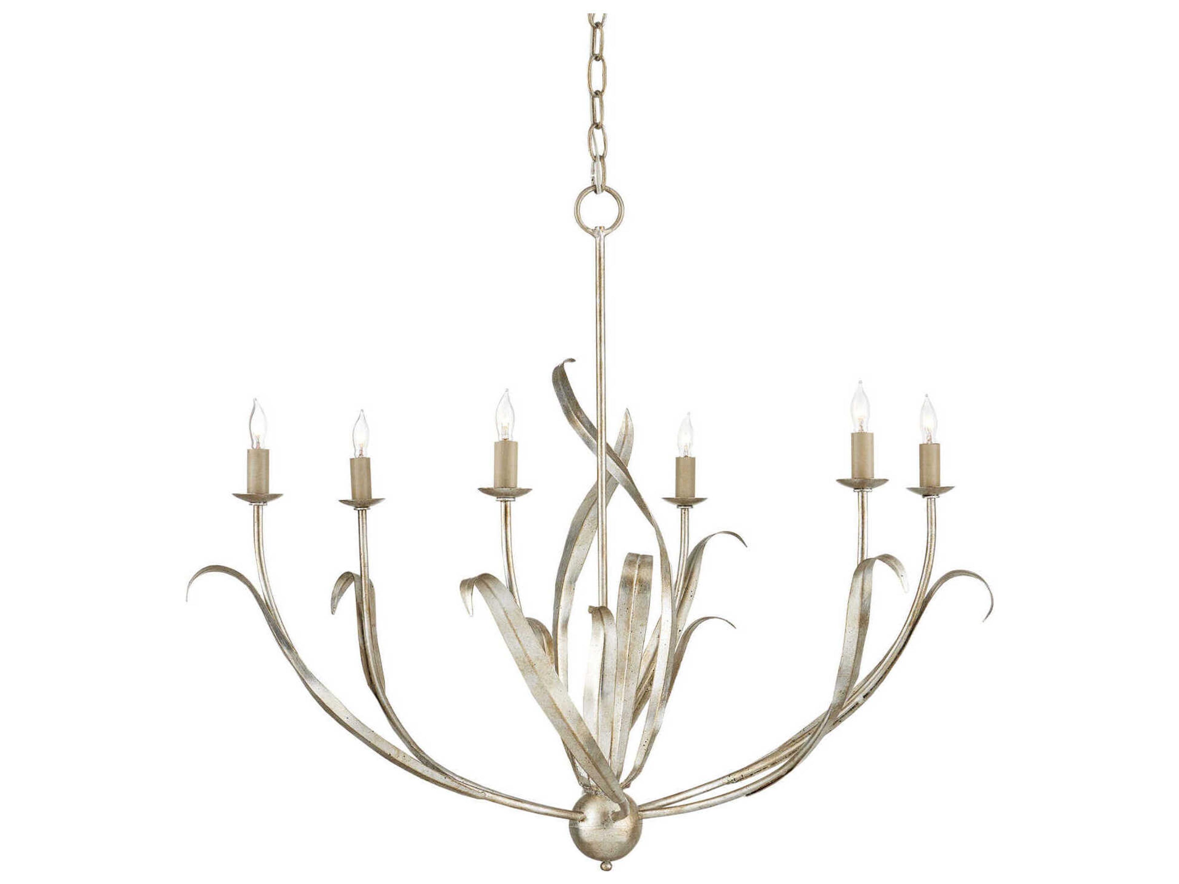 Currey & Company Menefee 6-Light Silver Granello Candelabra Chandelier
