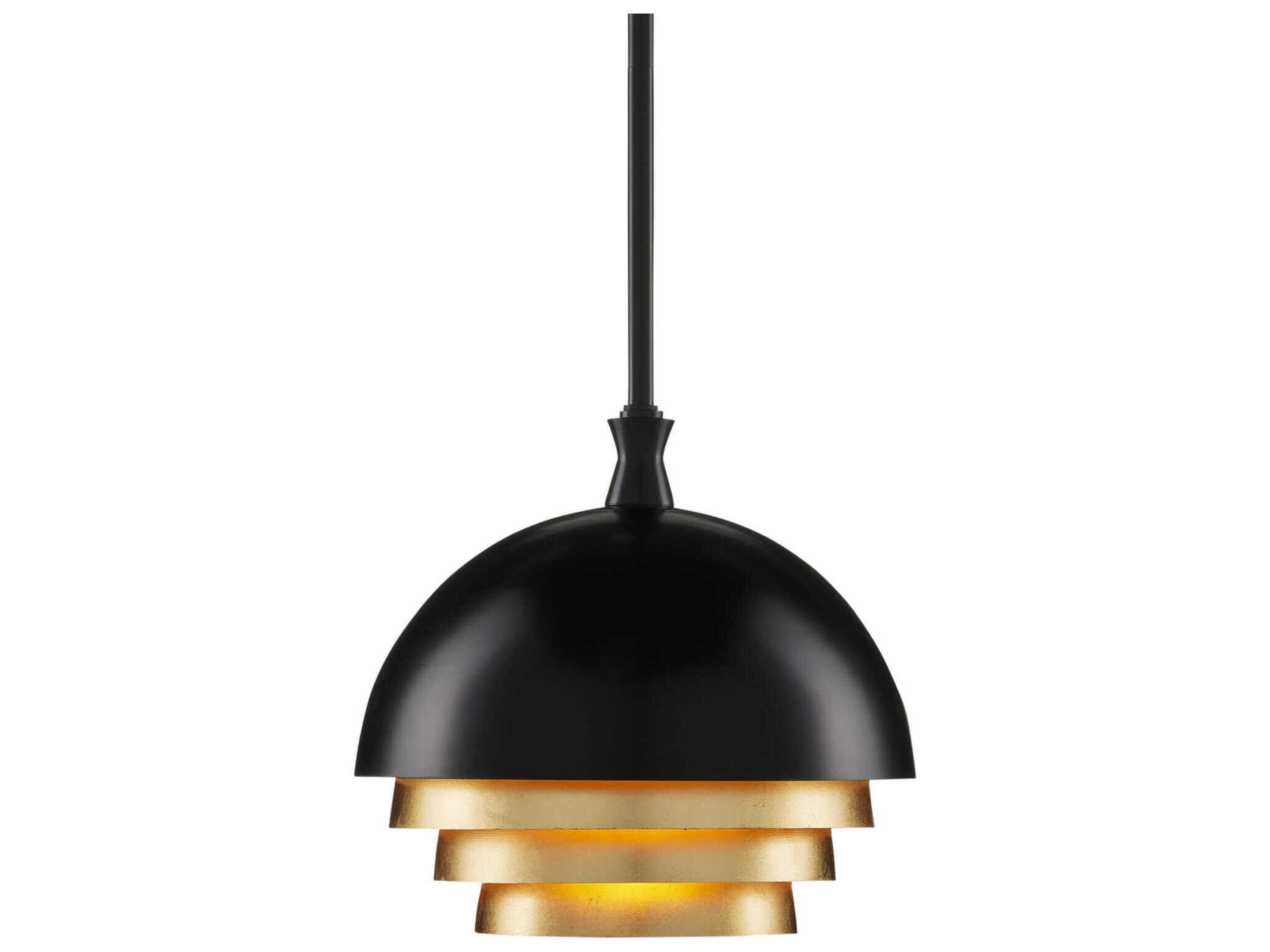Currey & Company Salviati 1-Light Black Gold Leaf Bowl Pendant