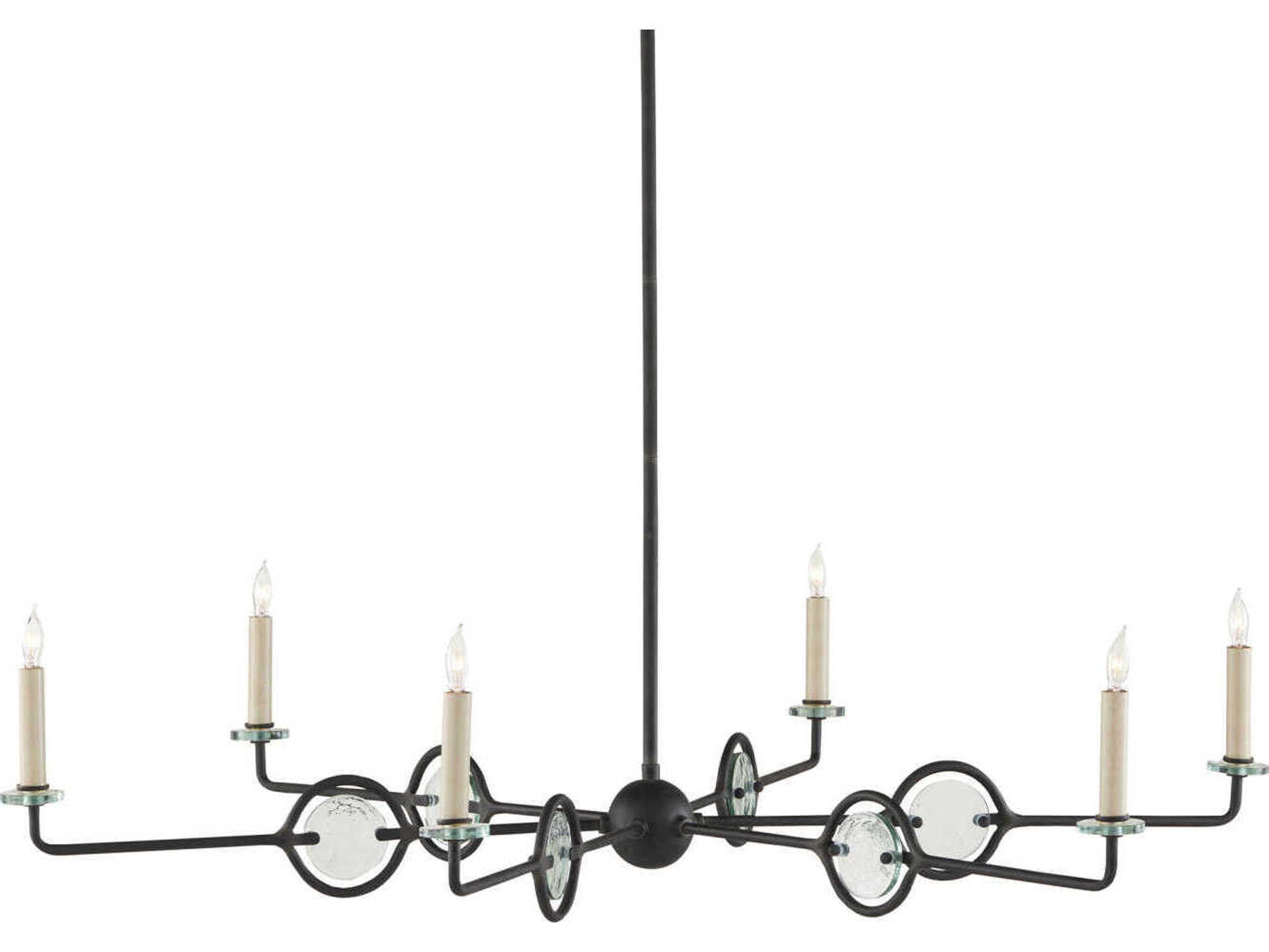 Currey & Company Privateer 6-Light Blacksmith Glass Chandelier