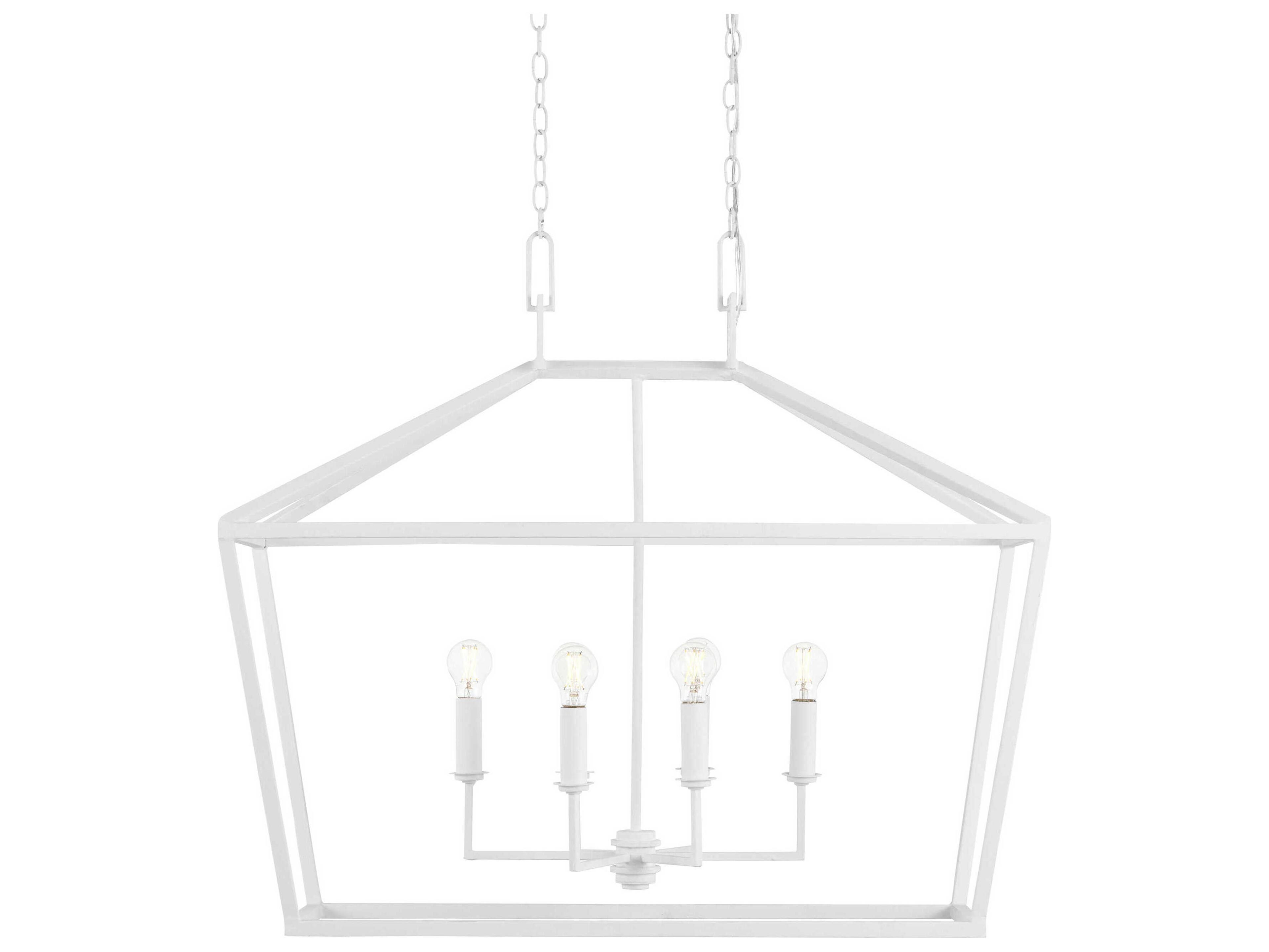 Currey & Company Denison 6-Light Gesso White Lantern Island Pendant