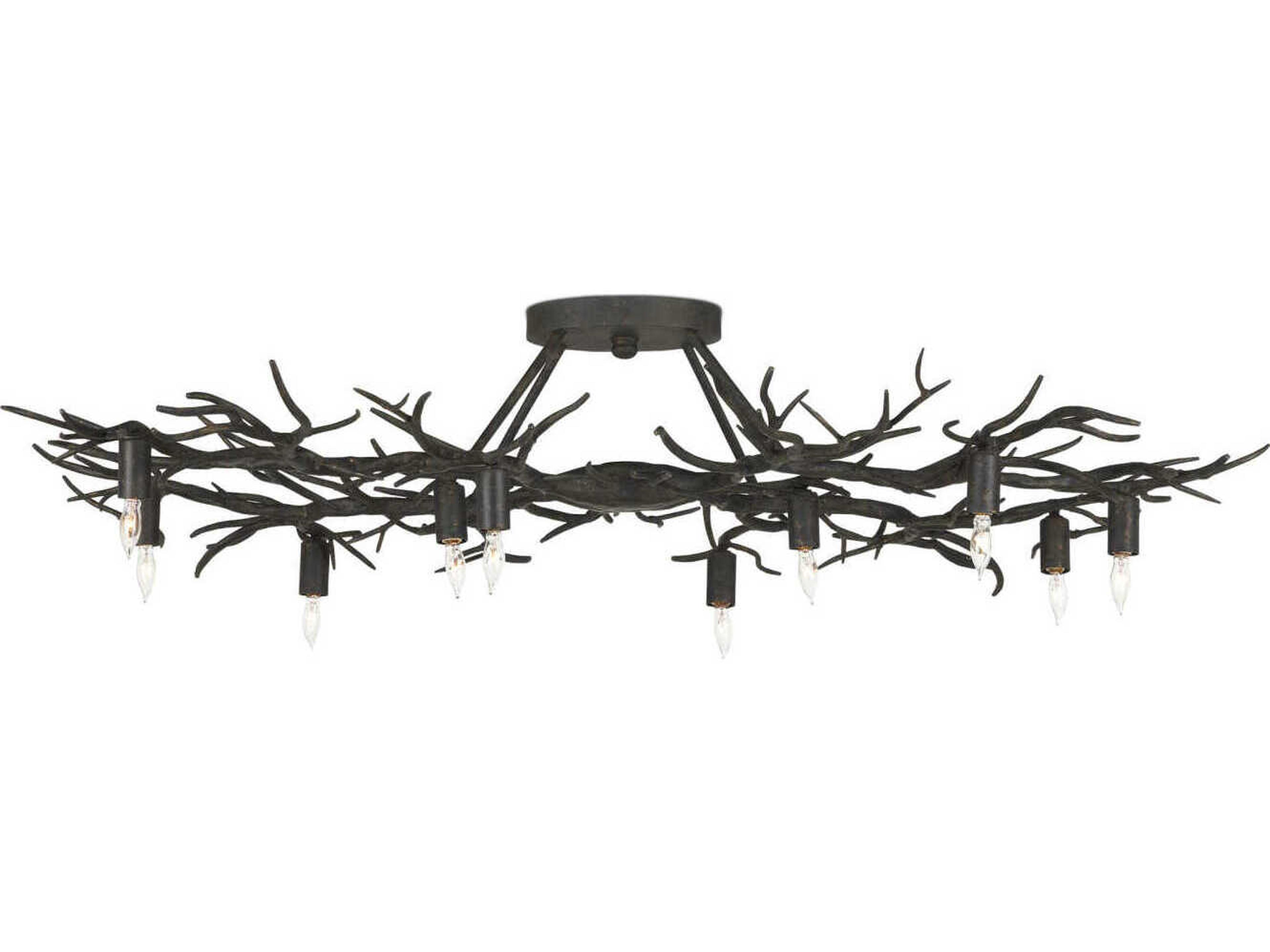Currey & Company Rainforest 10-Light Rustic Bronze Semi Flush Mount