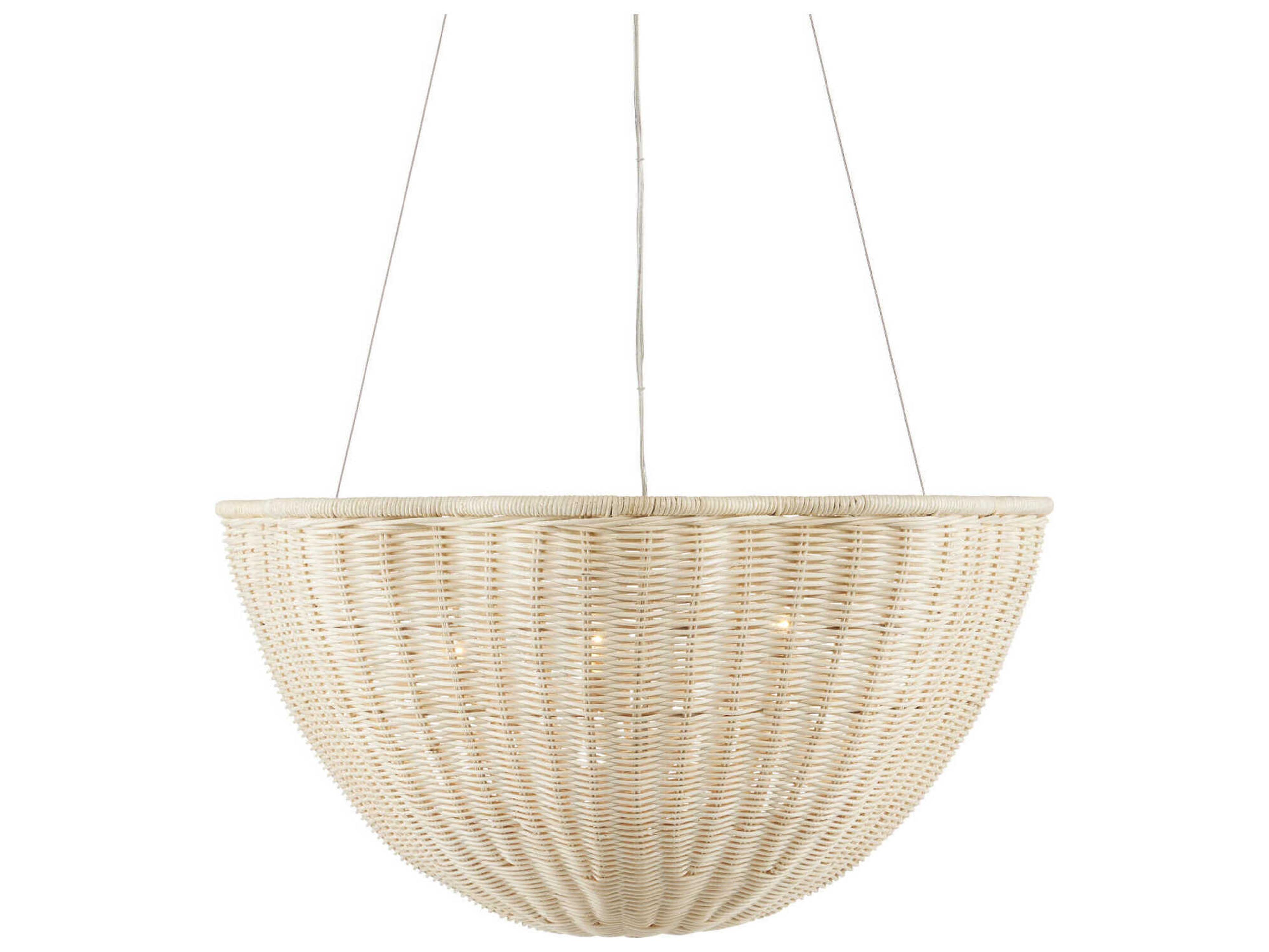 Currey & Company Telos 3-Light Bleached Natural Vanilla White Pendant