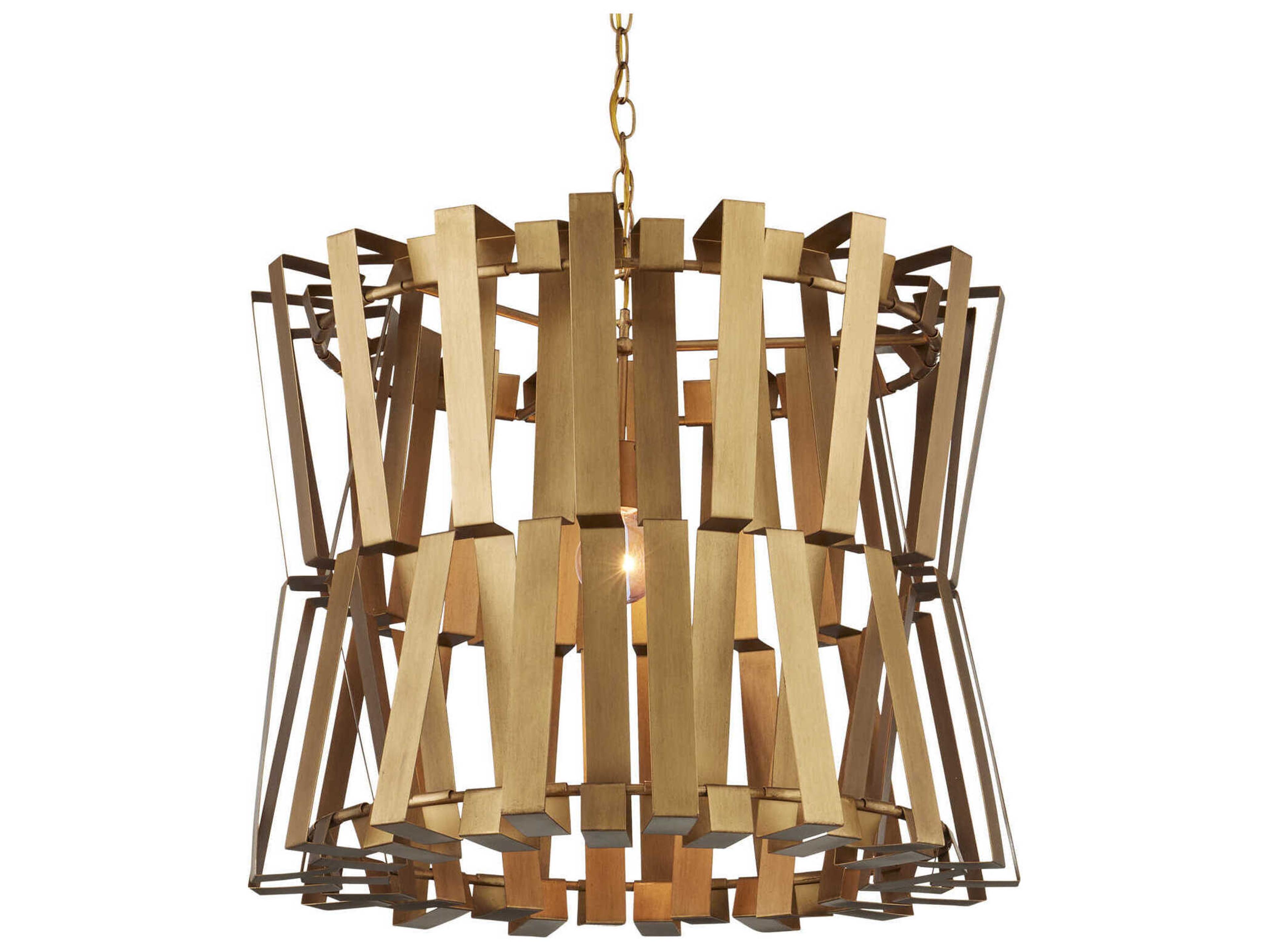 Currey & Company Chaconne 1-Light Brass Geometric Chandelier