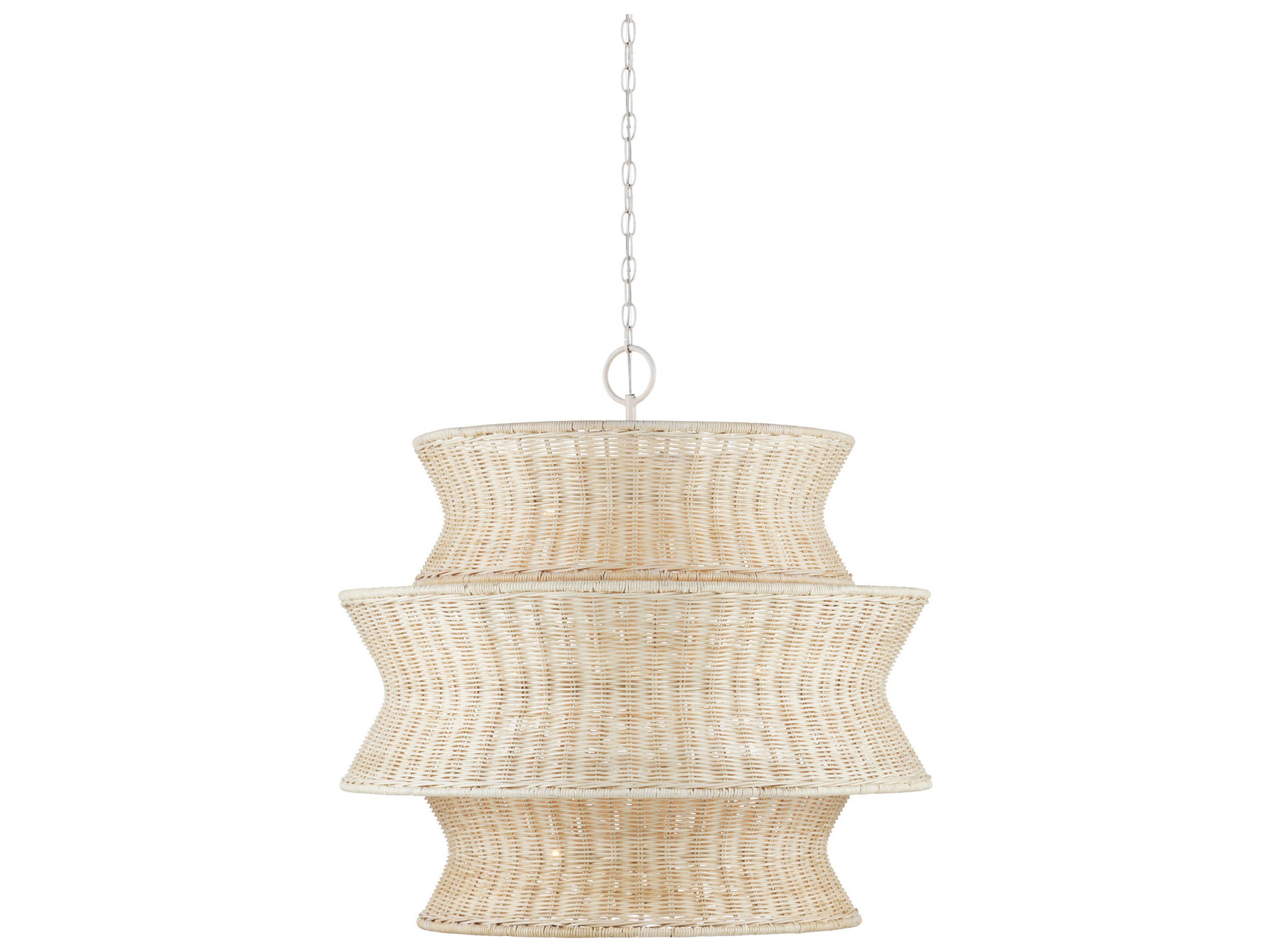 Currey & Company Phebe 9-Light Bleached Natural Vanilla White Geometric Chandelier