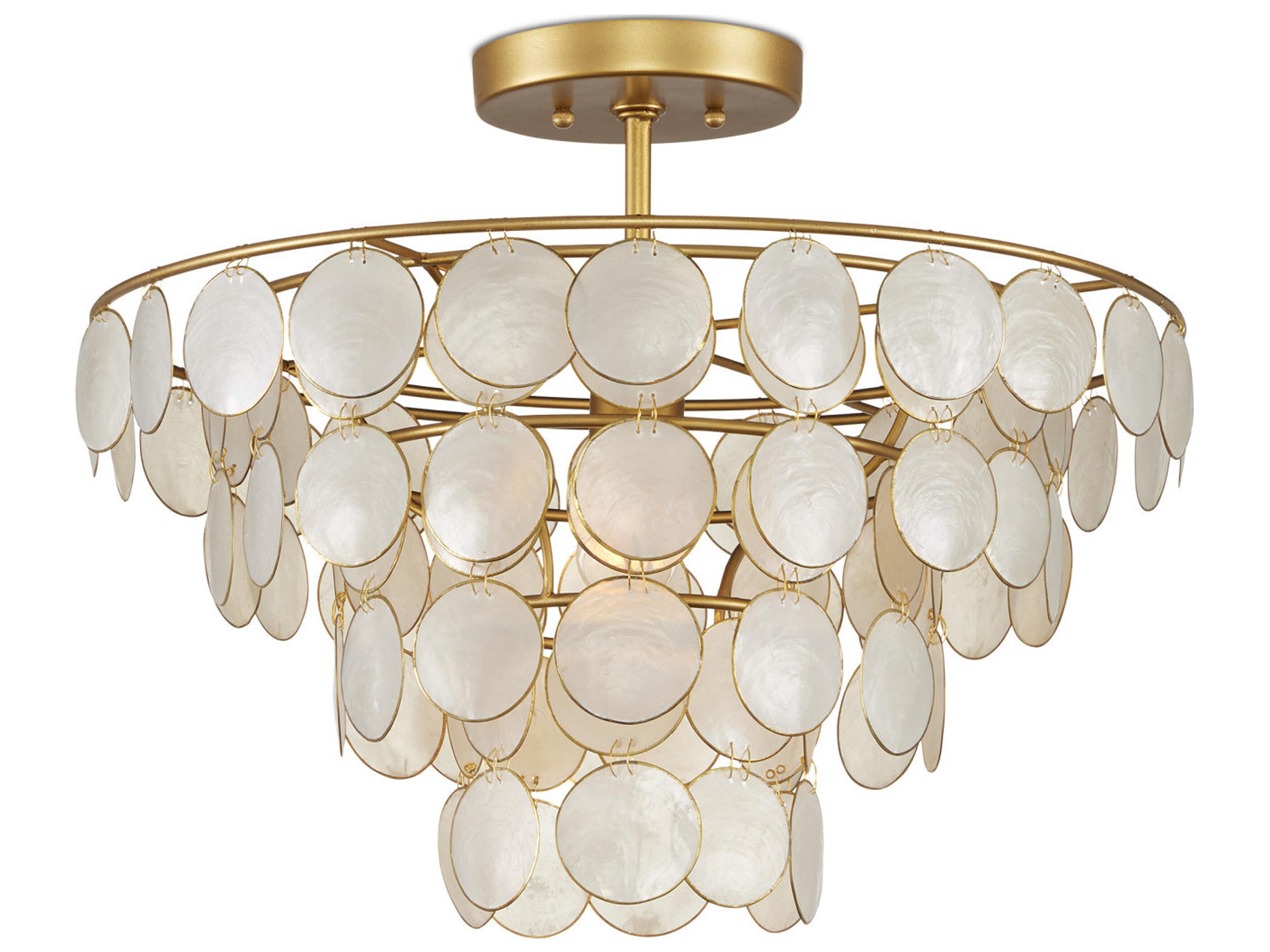Currey & Company Bon Vivant 1-Light Natural Gold Tiered Semi Flush Mount