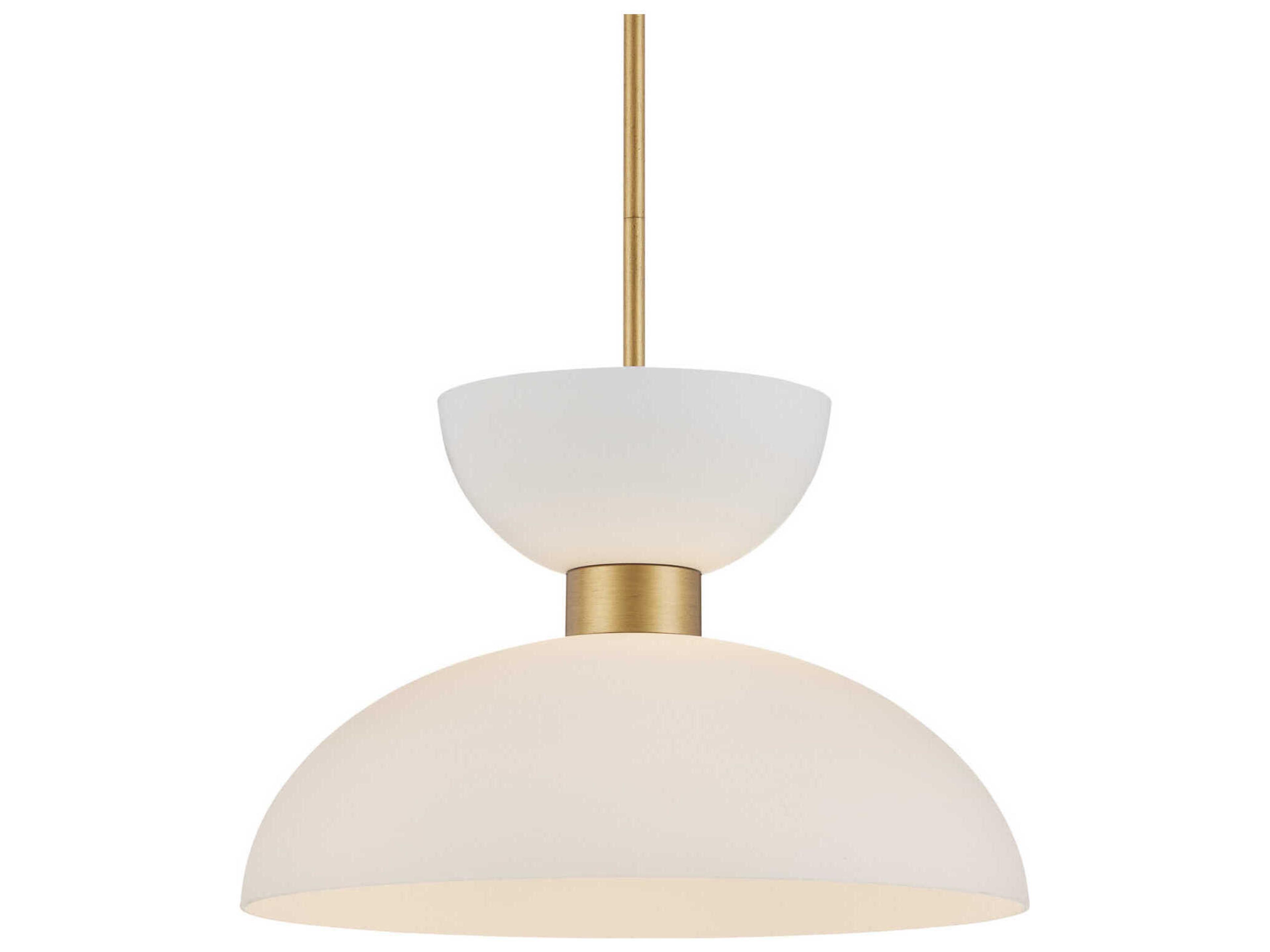 Currey & Company Zevio 1-Light Antique Brass White Opaque Glass Pendant