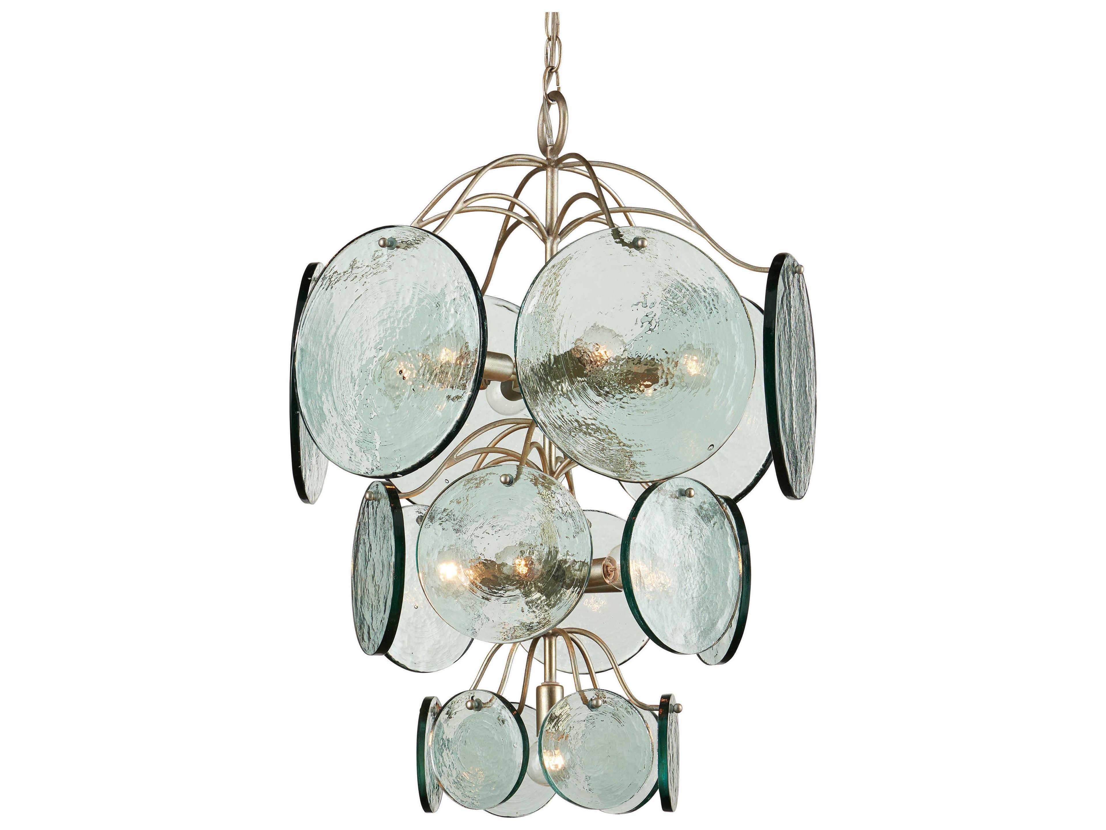 Currey & Company Rovigo 13-Light Clear Silver Leaf Tiered Chandelier