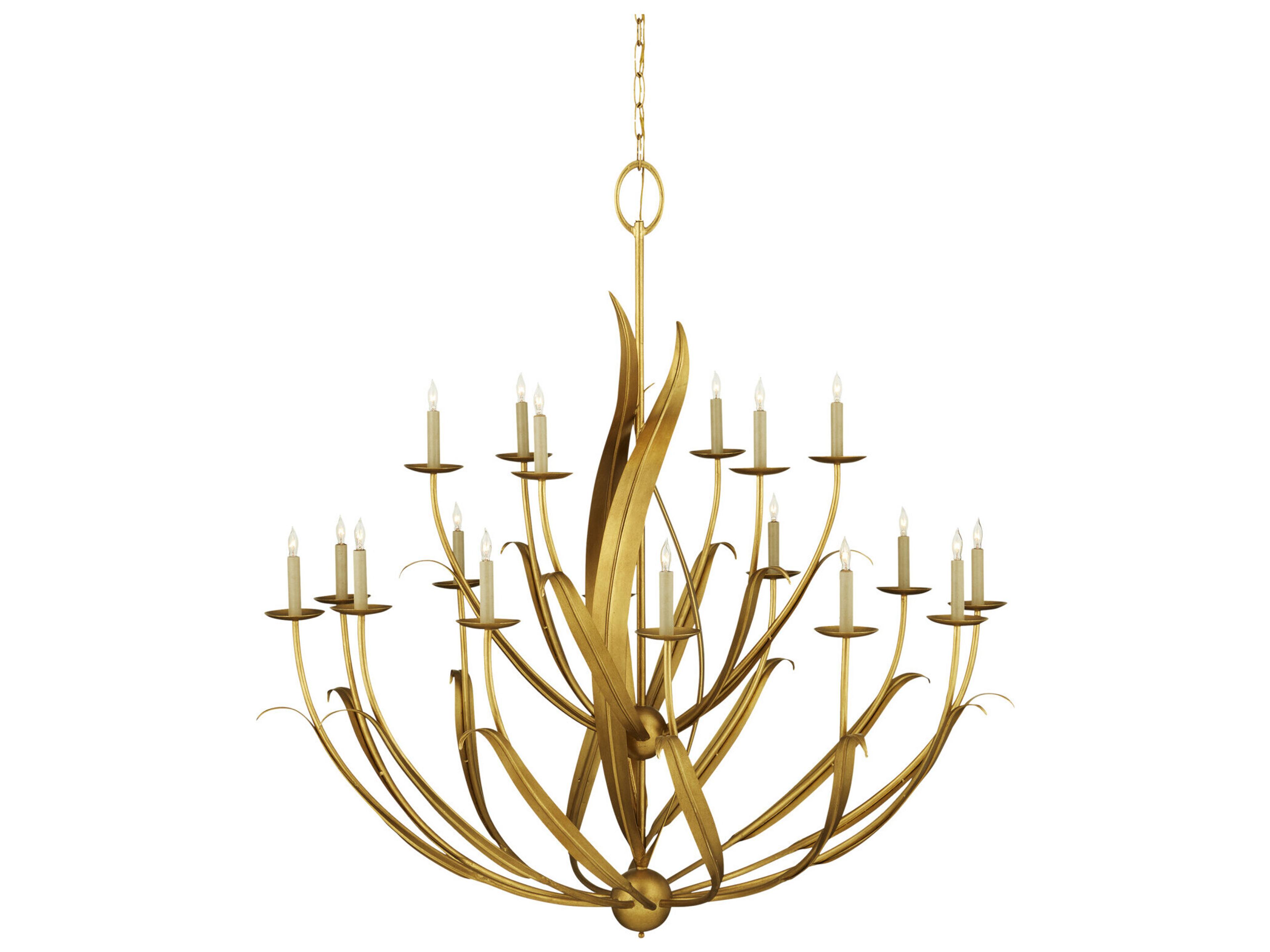 Menefee 18-Light8-Light Antique Gold Leaf Candelabra Chandelier