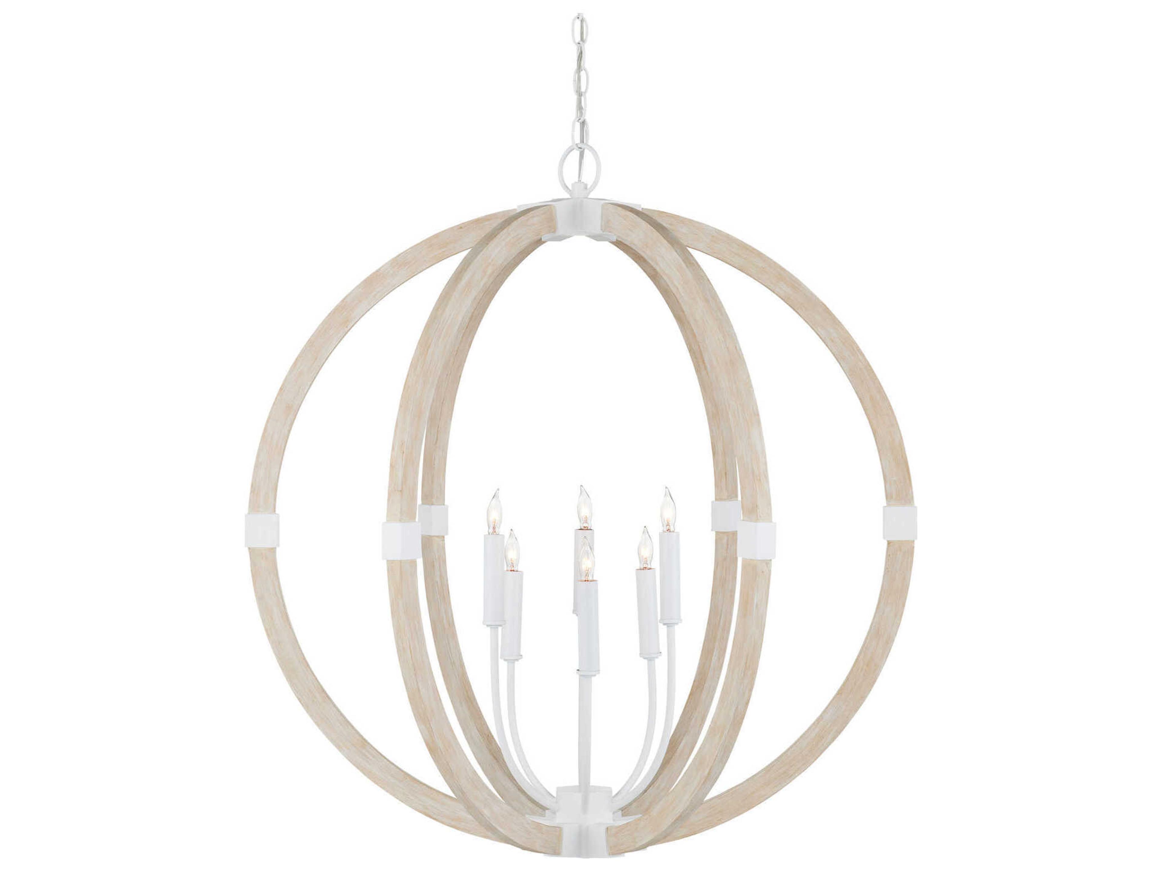 Bastian 6-Light Sandstone Sugar White Globe Chandelier