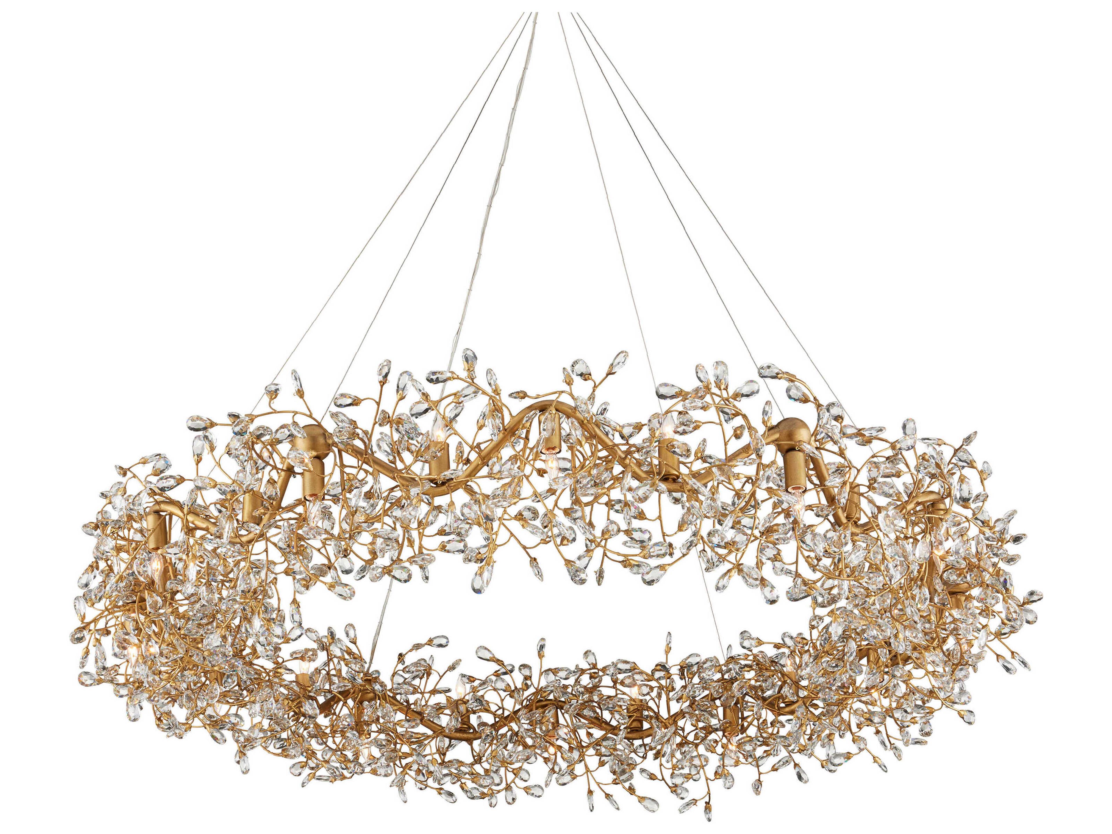 Crystal Bud 24-Light Clear Brass Chandelier