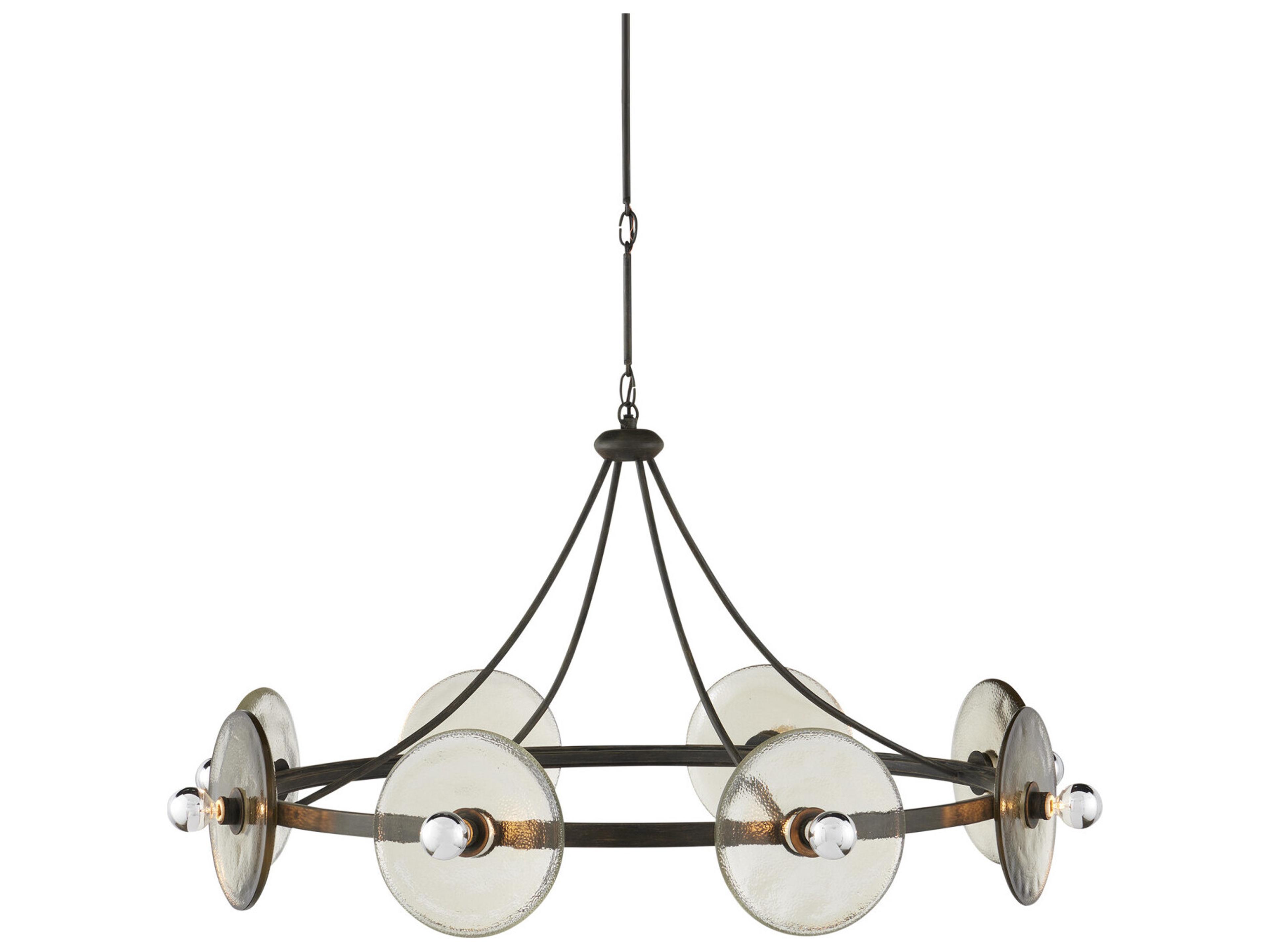 Circumstellar 8-Light Black Iron Clear Chandelier