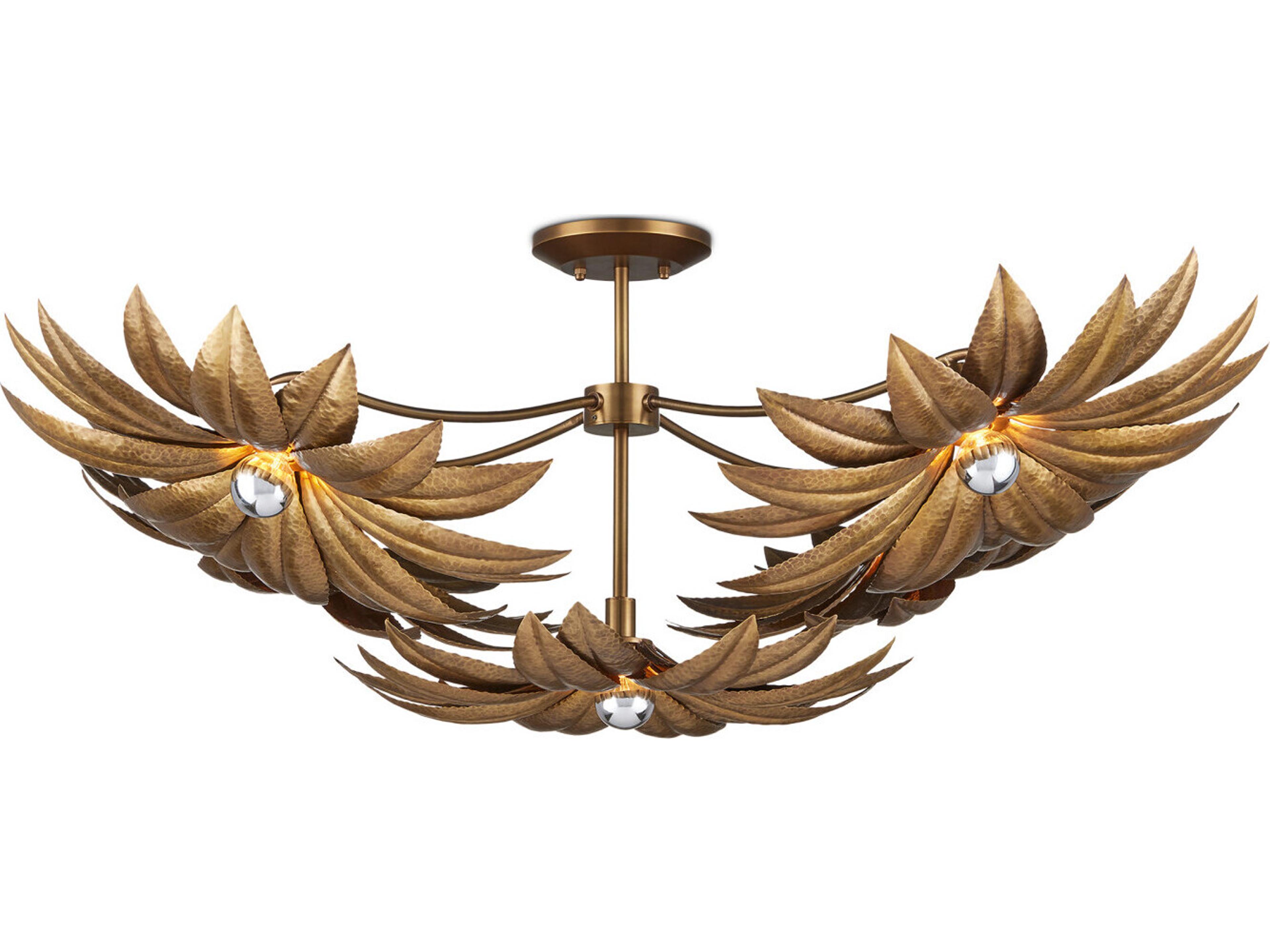 Alithea 5-Light Antique Brass Semi Flush Mount