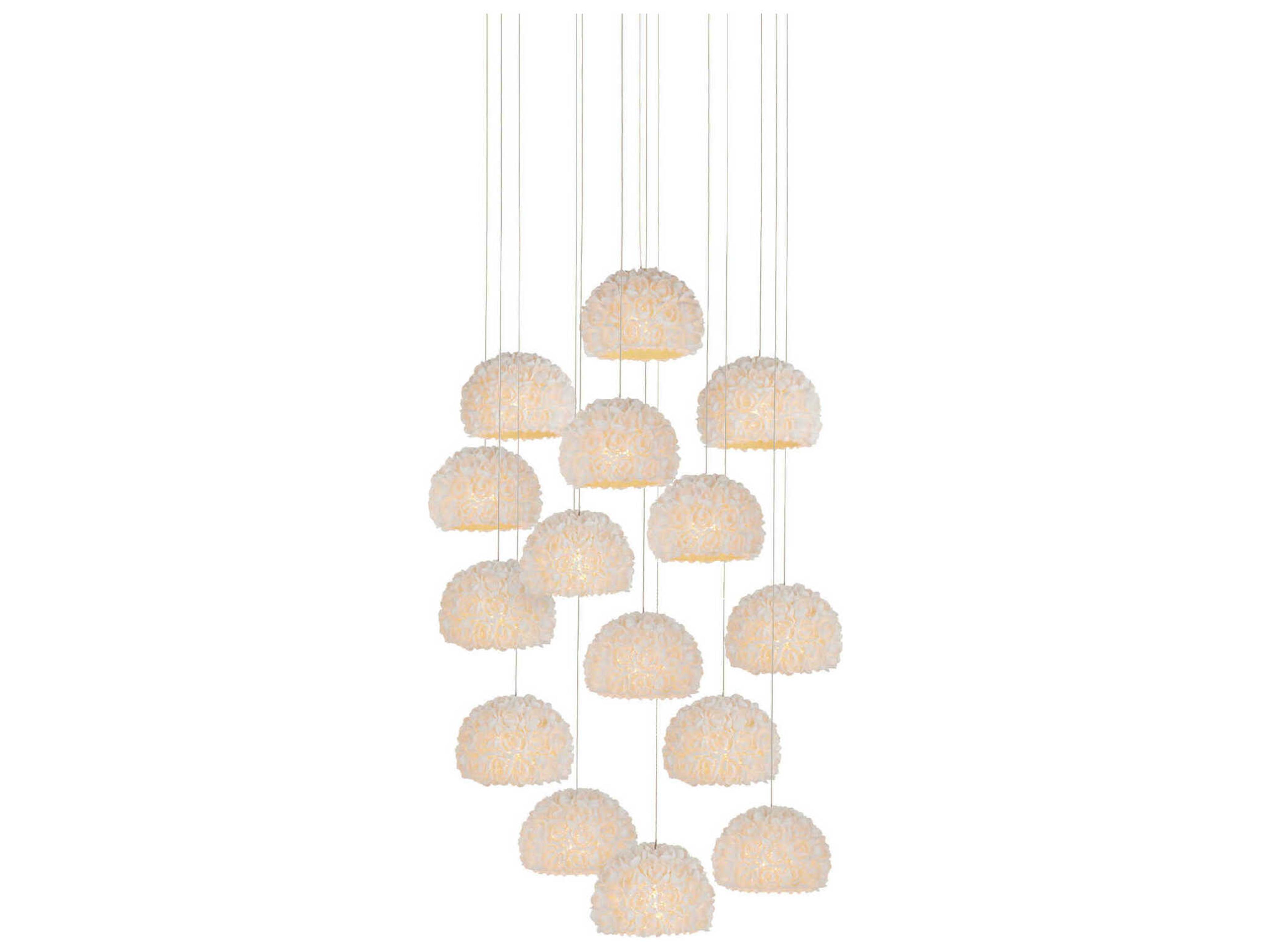 Currey & Company Virtu 15-Light Natural Silver White Dome Pendant