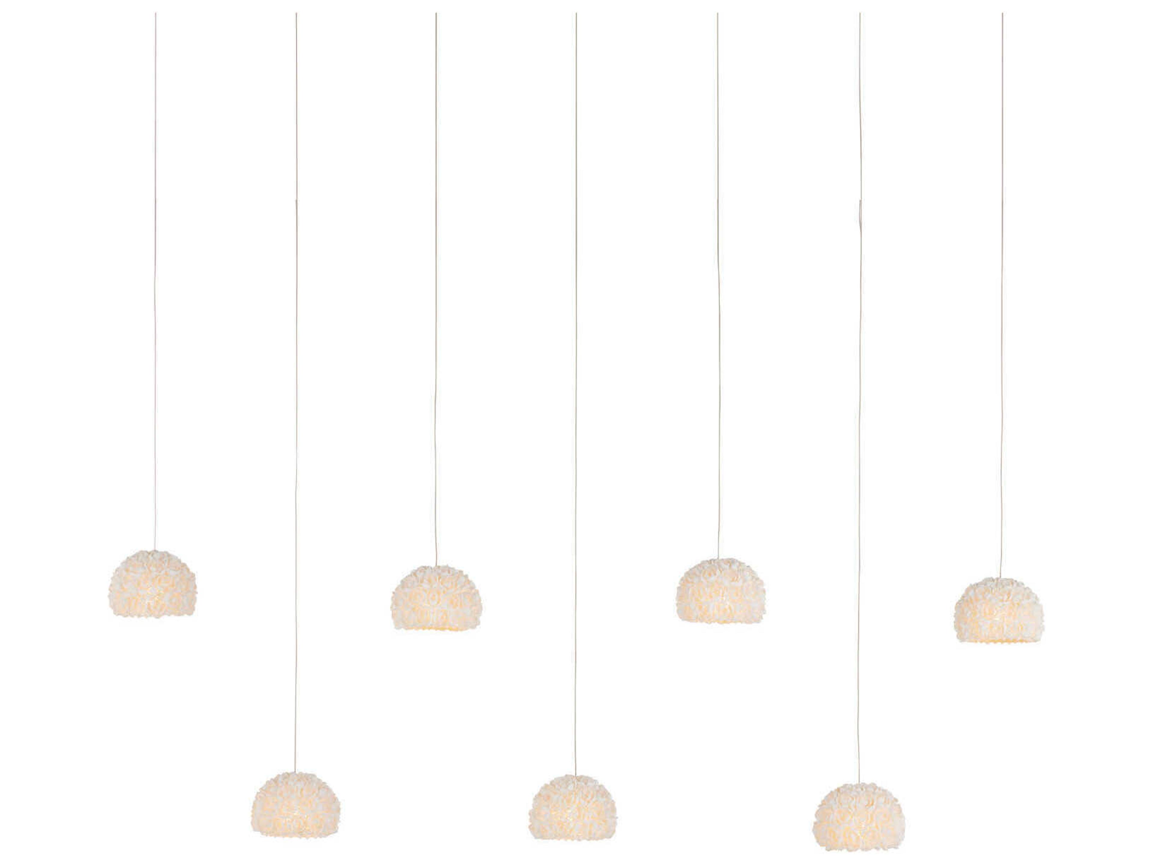 Currey & Company Virtu 7-Light Natural Silver White Dome Round Island Pendant