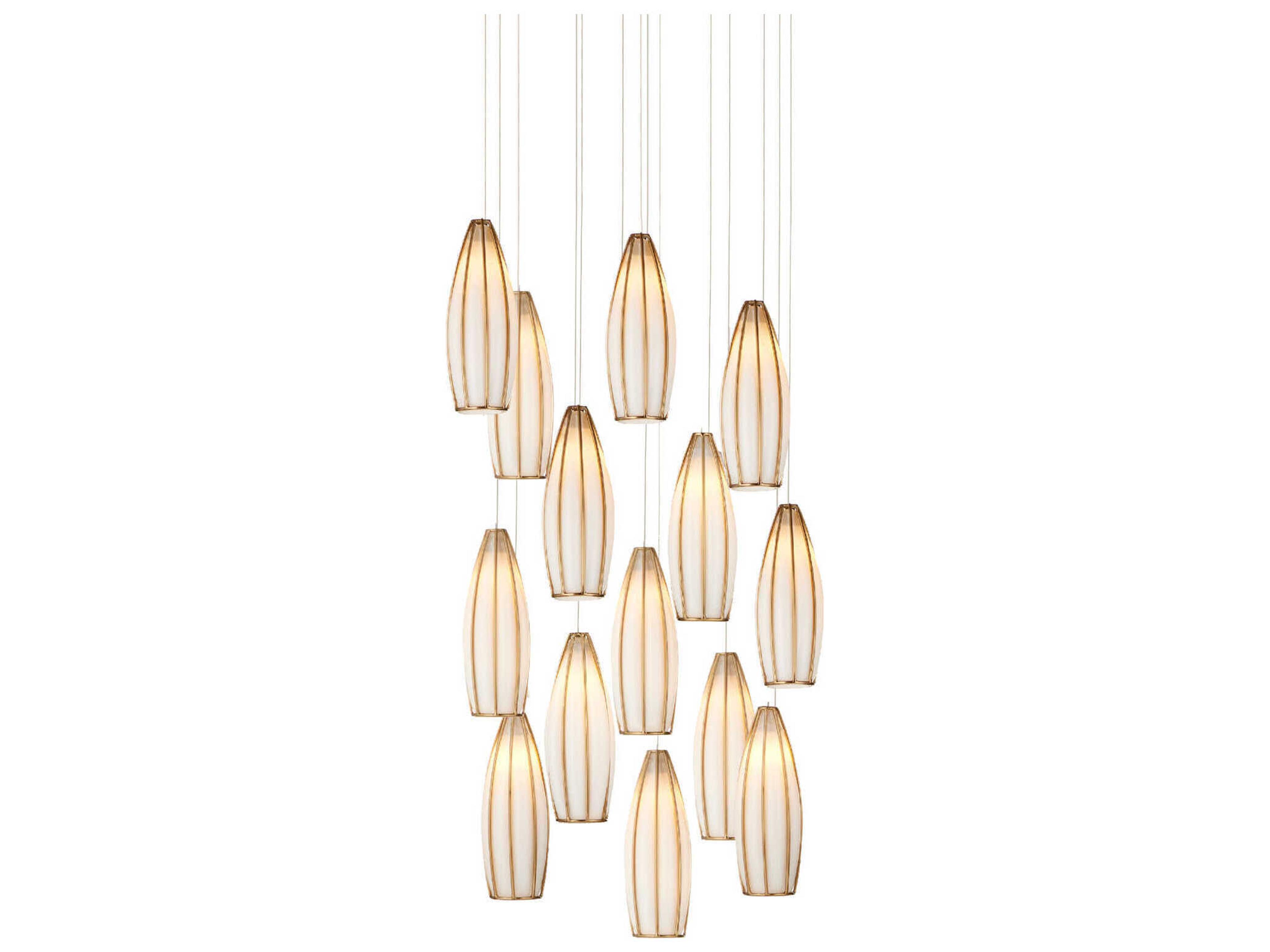 Parish 15-Light White Antique Brass Silver Pendant