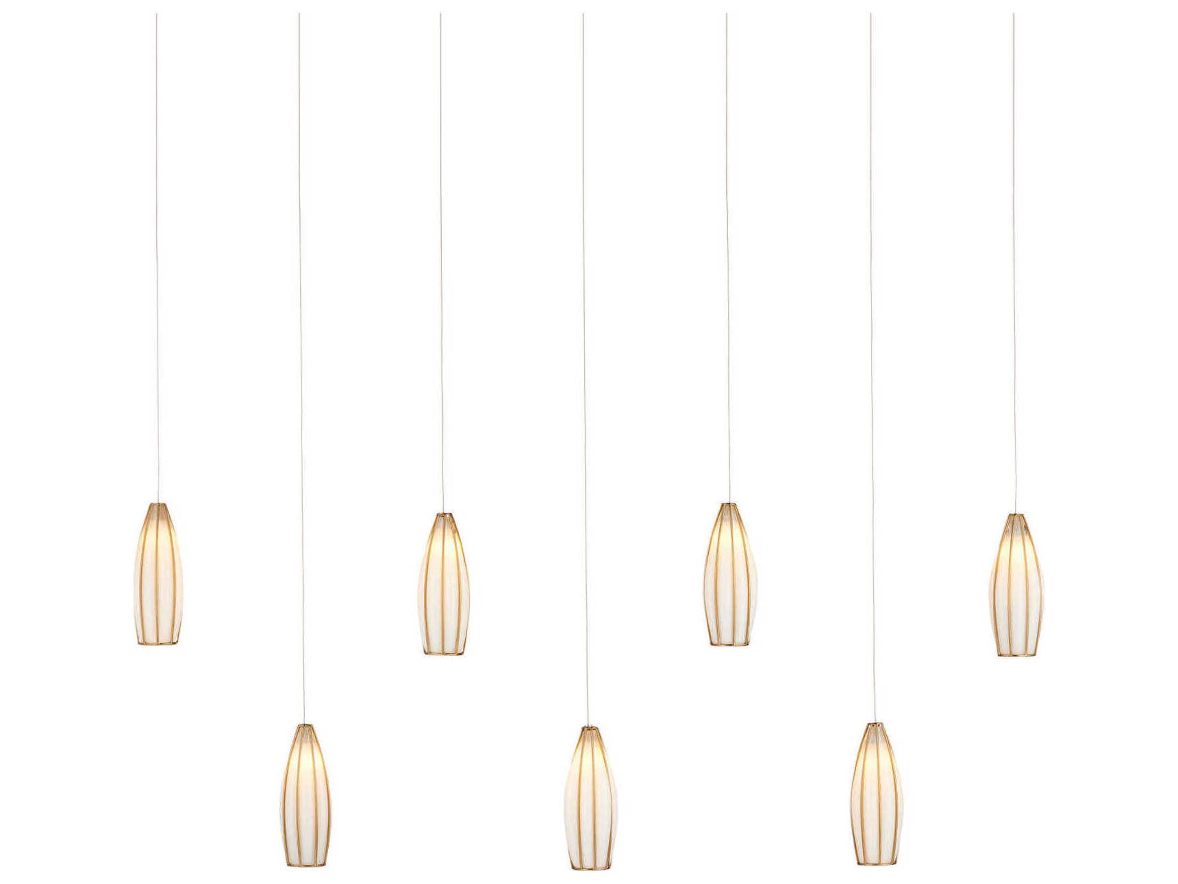 Currey & Company Parish 7-Light White Antique Brass Silver Island Pendant