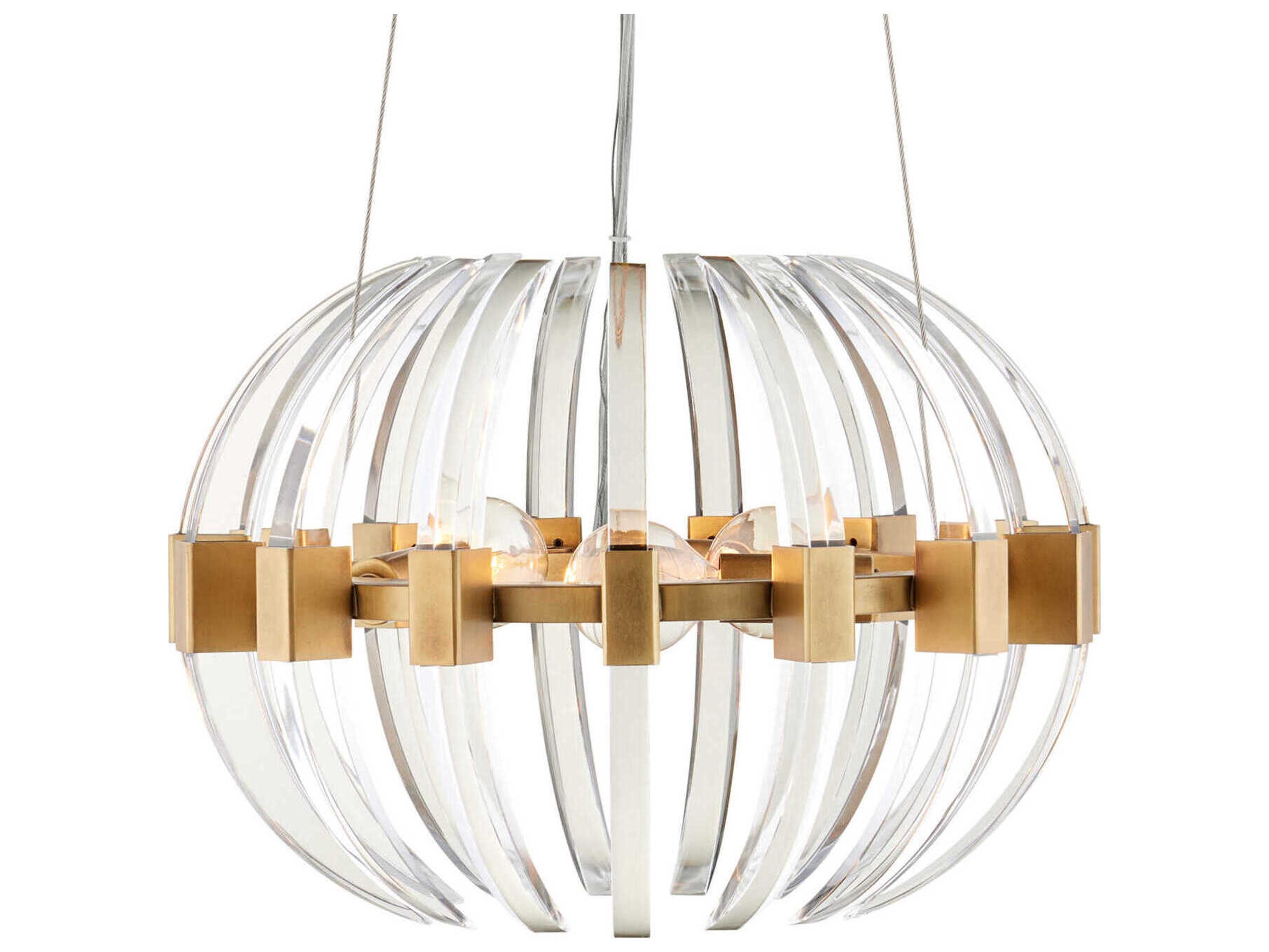 Currey & Company Coquette 3-Light Antique Brass Chandelier