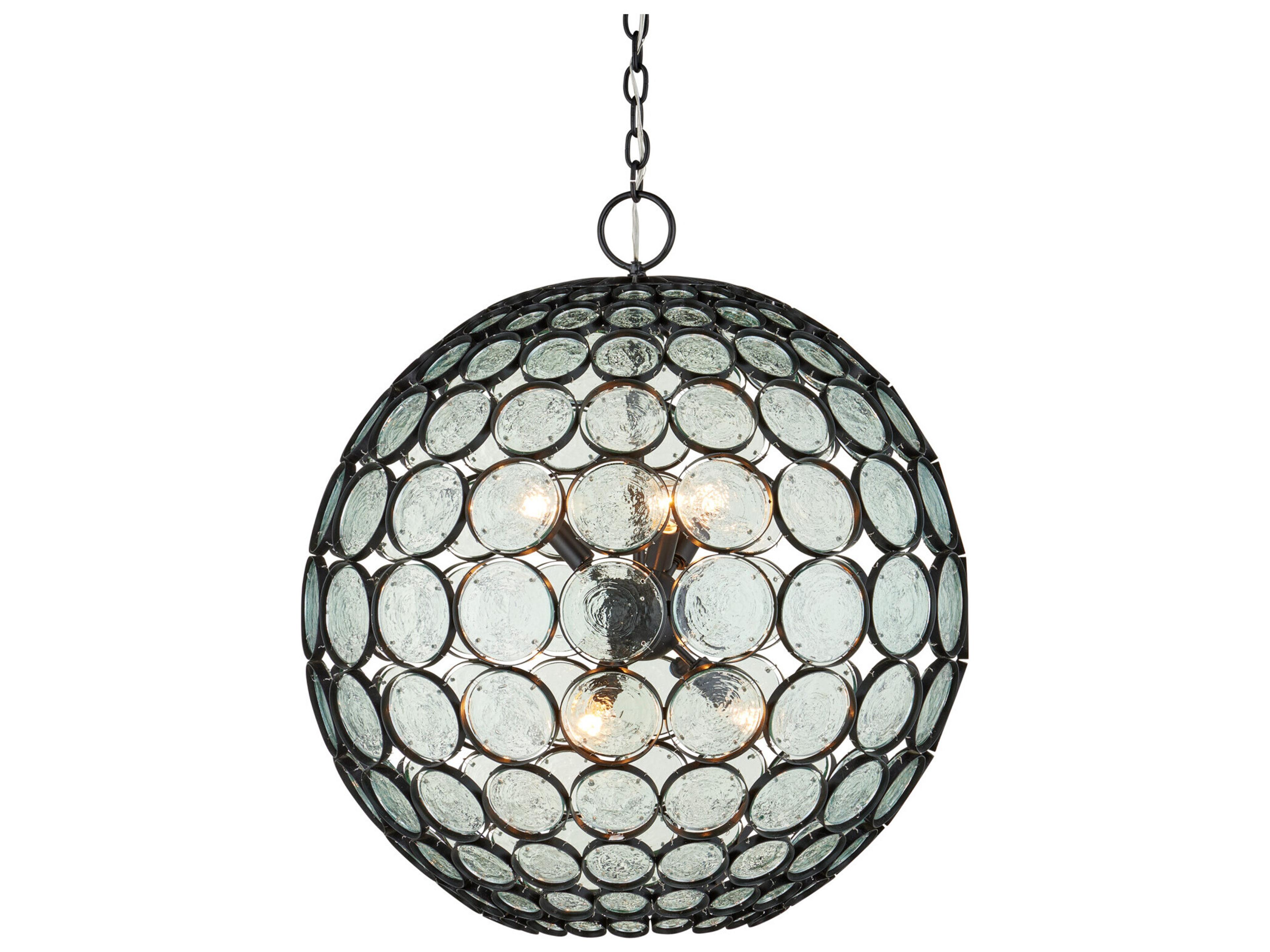 Currey & Company Etude 6-Light Satin Black Globe Pendant