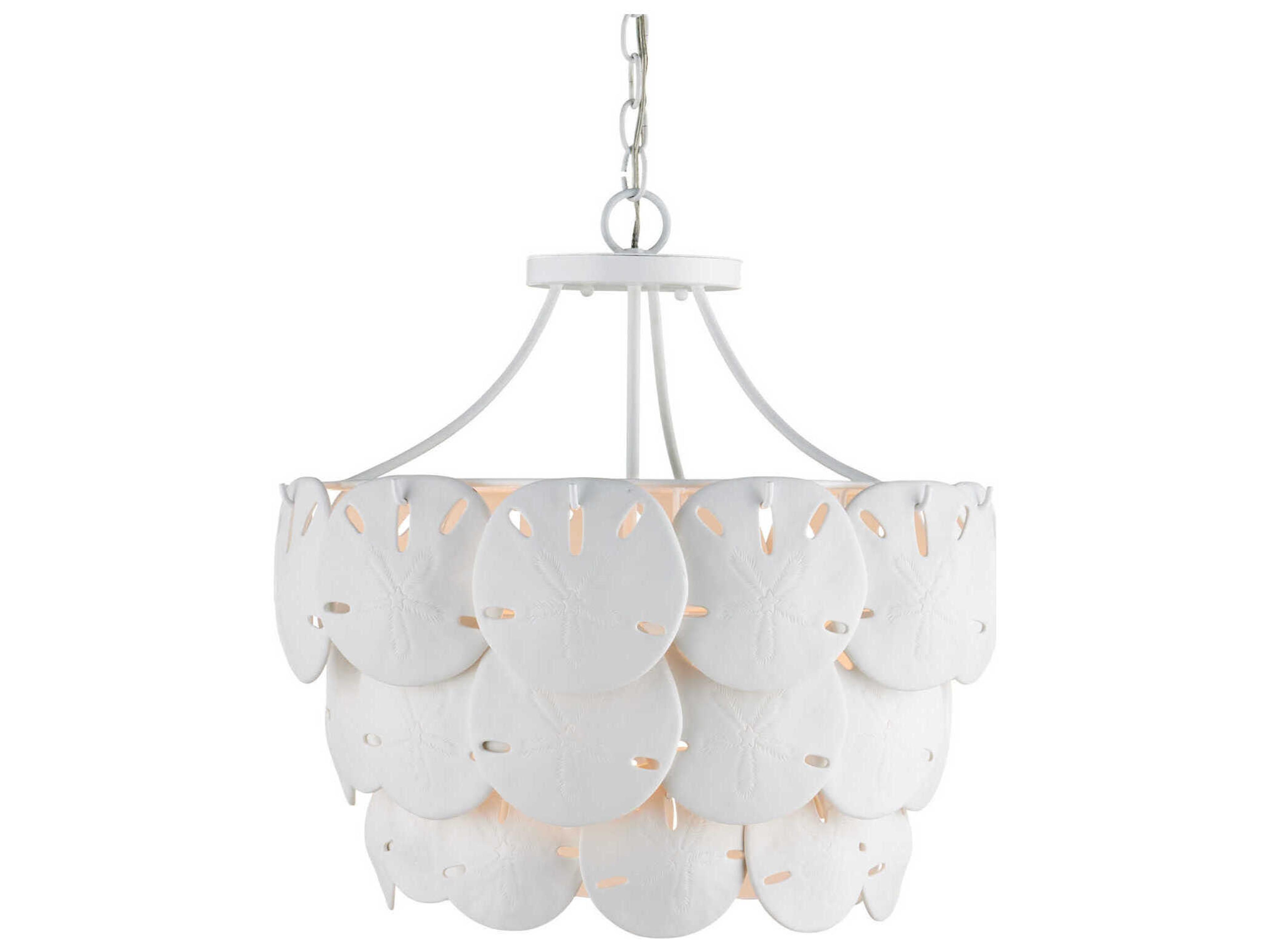 Currey & Company Tulum 3-Light Sugar White Chandelier