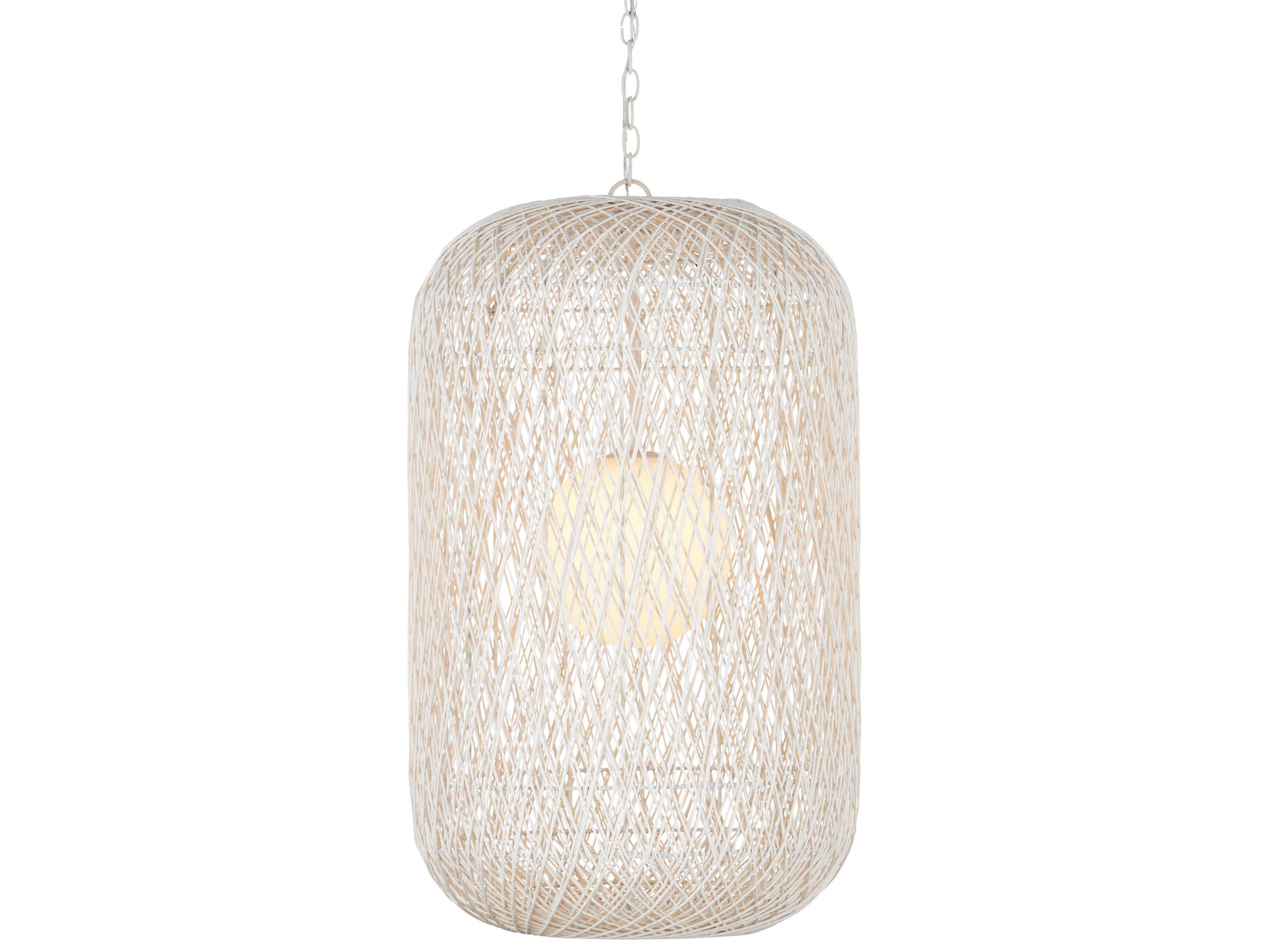 Currey & Company Cocoon 1-Light Cream Vanilla White Cylinder Globe Pendant