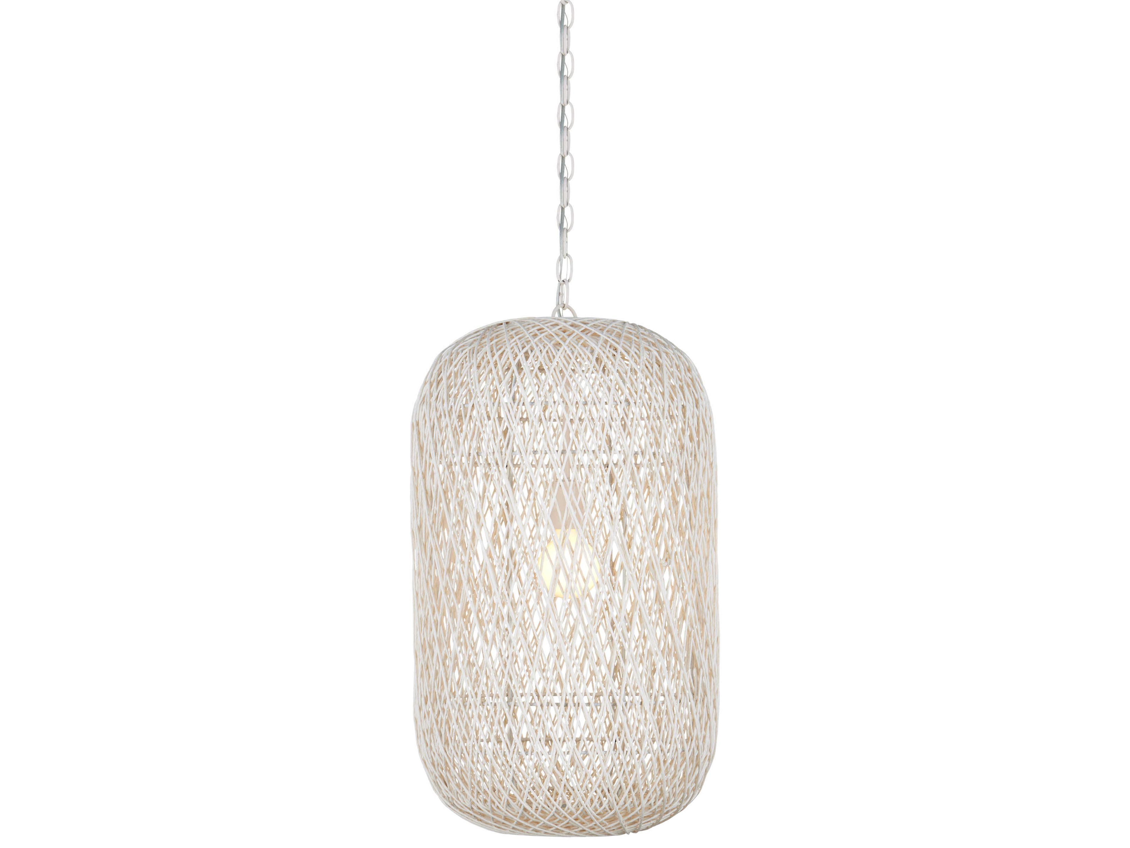 Currey & Company Cocoon 1-Light Cream Vanilla White Cylinder Globe Pendant