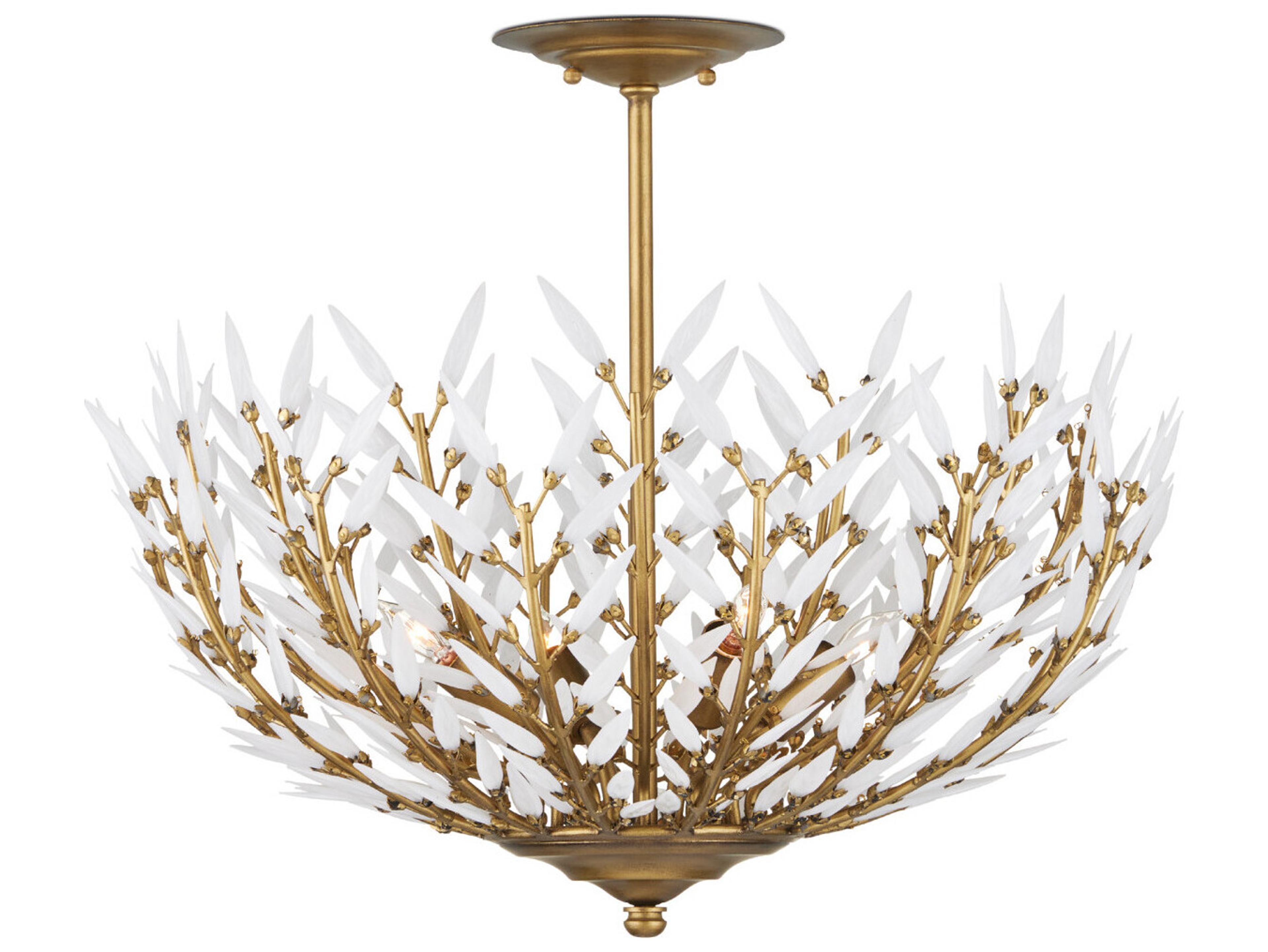Currey & Company Magnum 4-Light Brass Bowl Semi Flush Mount