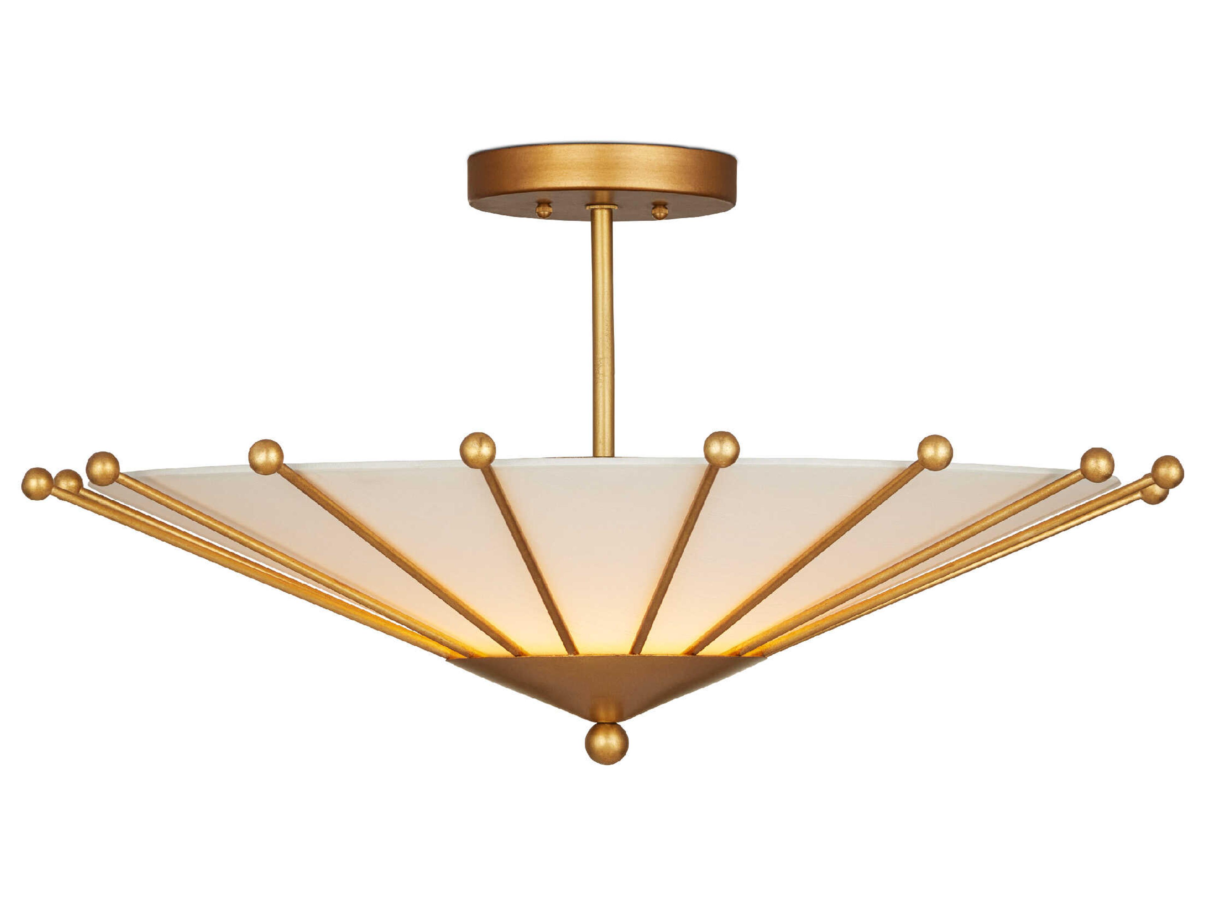 Currey & Company Epoch 1-Light Contemporary Gold Leaf Sugar White Semi Flush Mount
