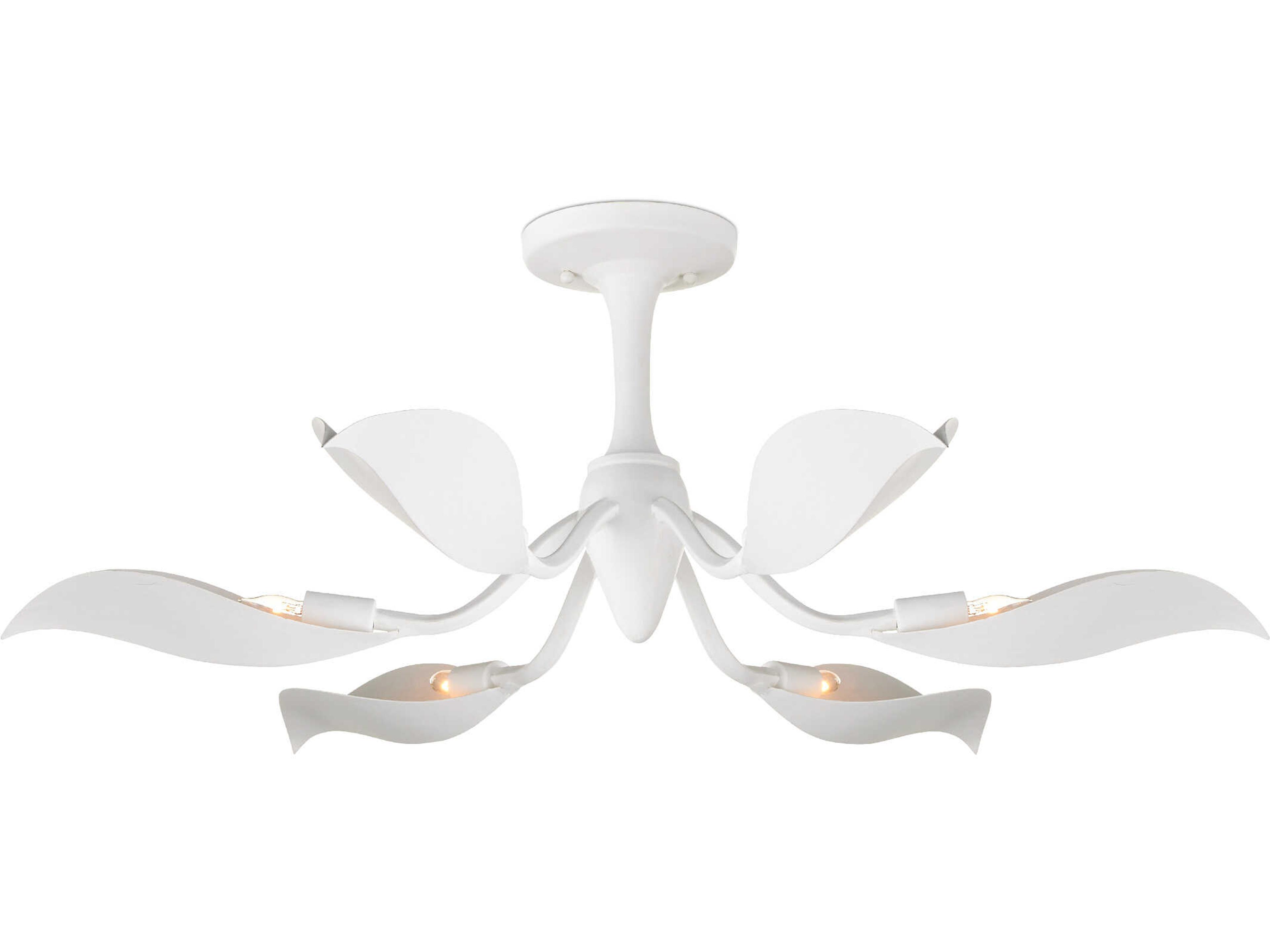 Currey & Company Snowflower 6-Light Gesso White Semi Flush Mount
