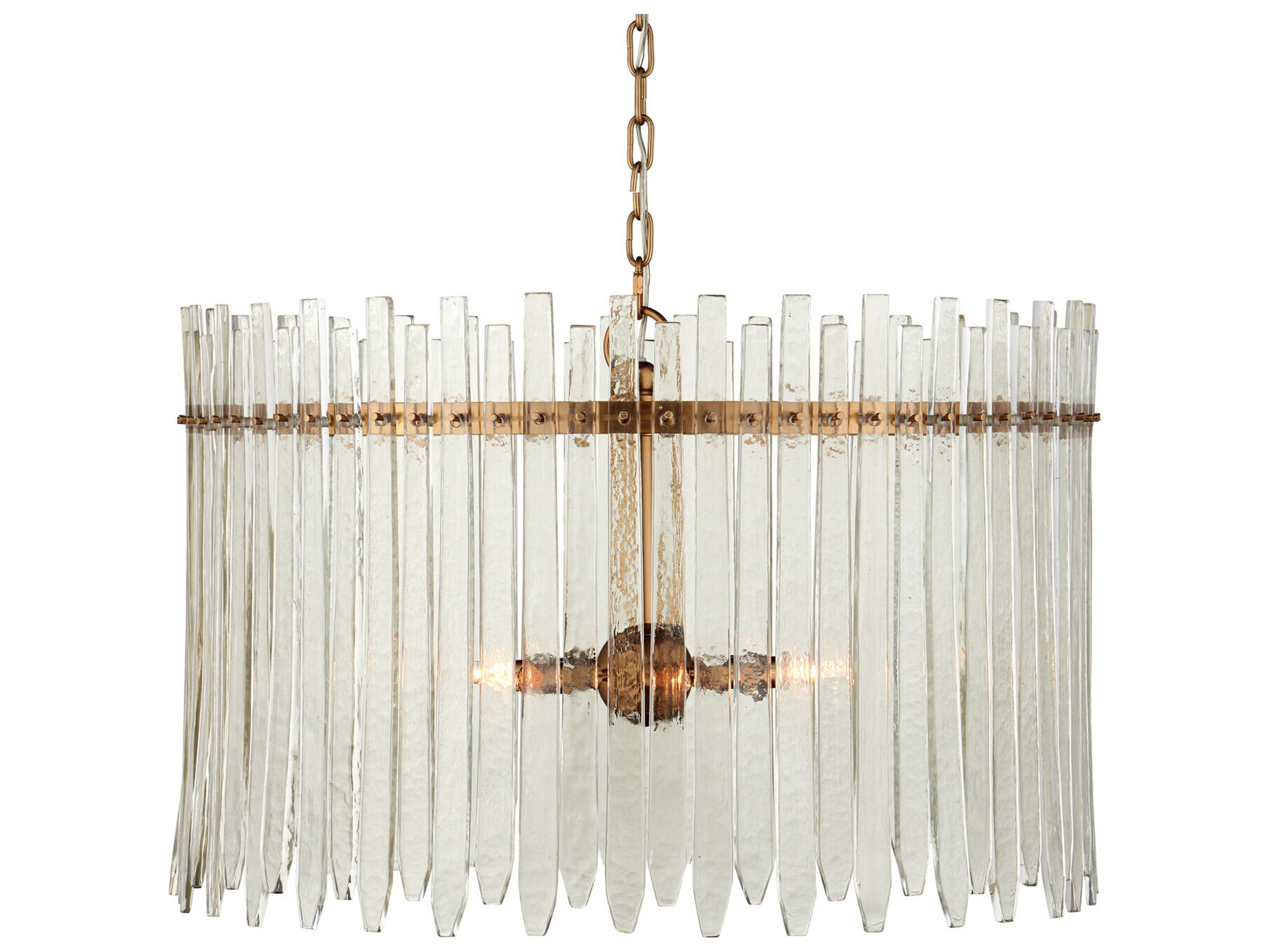 Currey & Company Electra 6-Light Clear Antique Brass Drum Chandelier