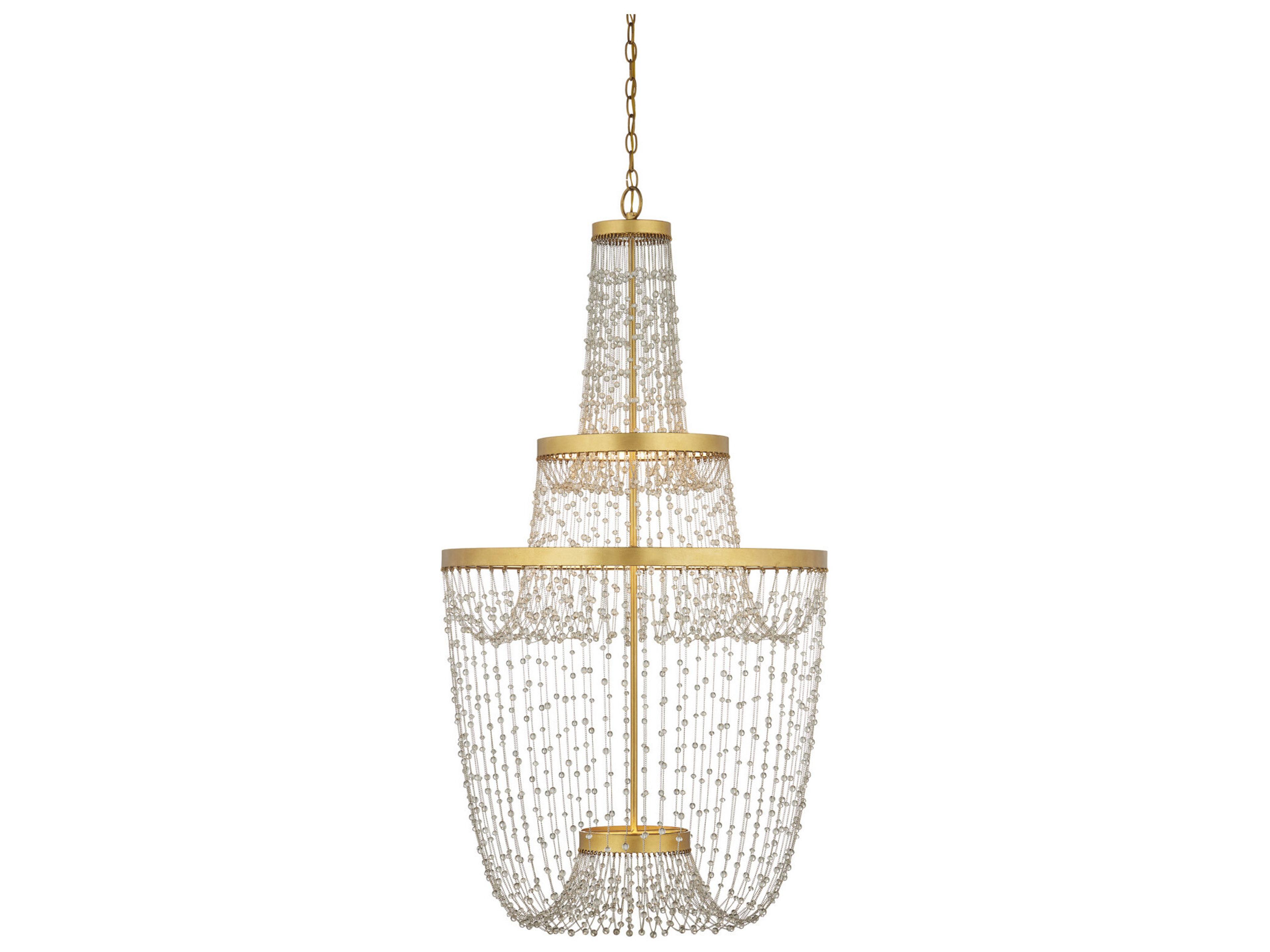 Currey & Company Mademoiselle 3-Light Polished Gold Tiered Chandelier