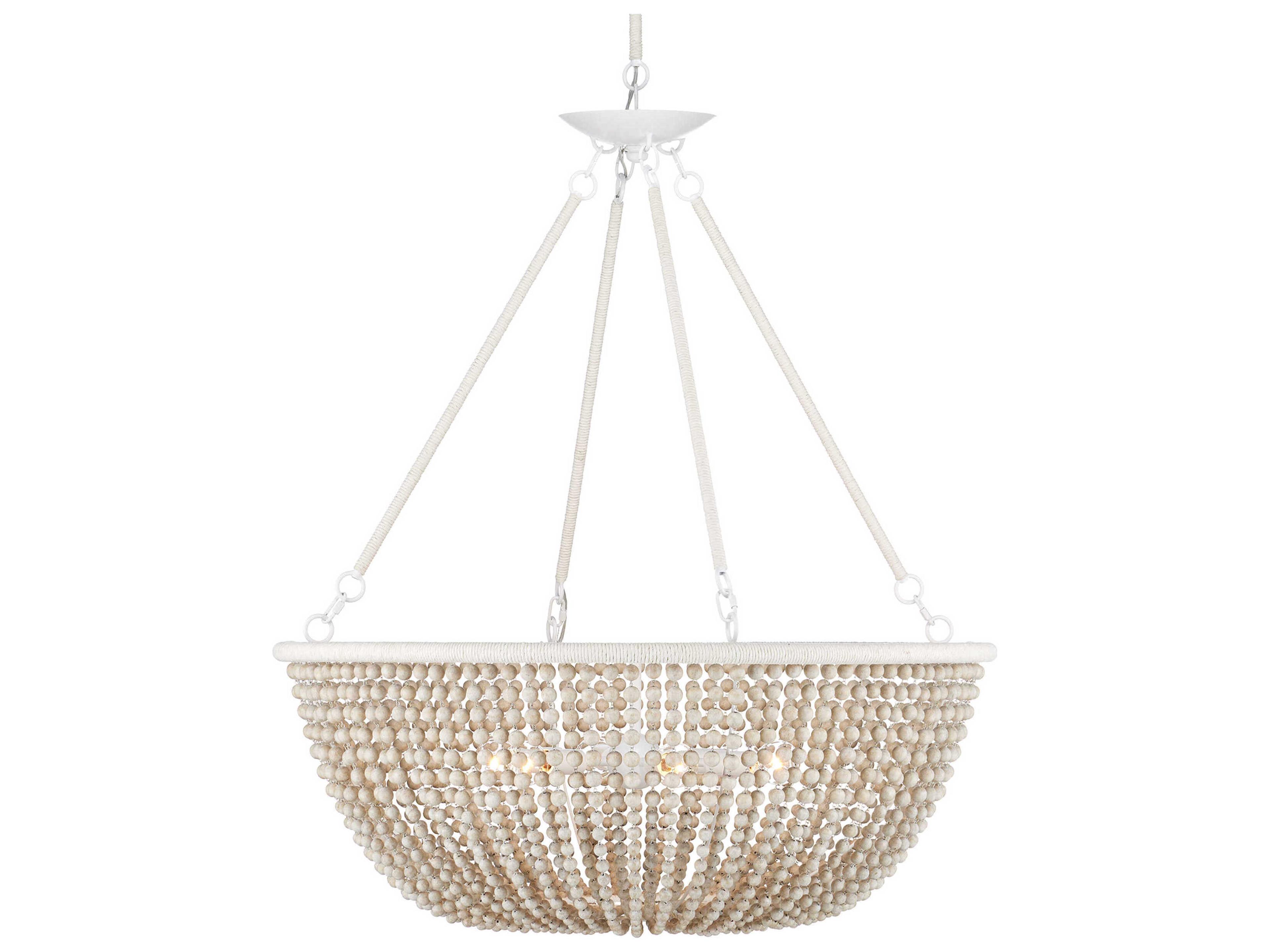 Currey & Company Wychwood 6-Light Polished White Bowl Chandelier
