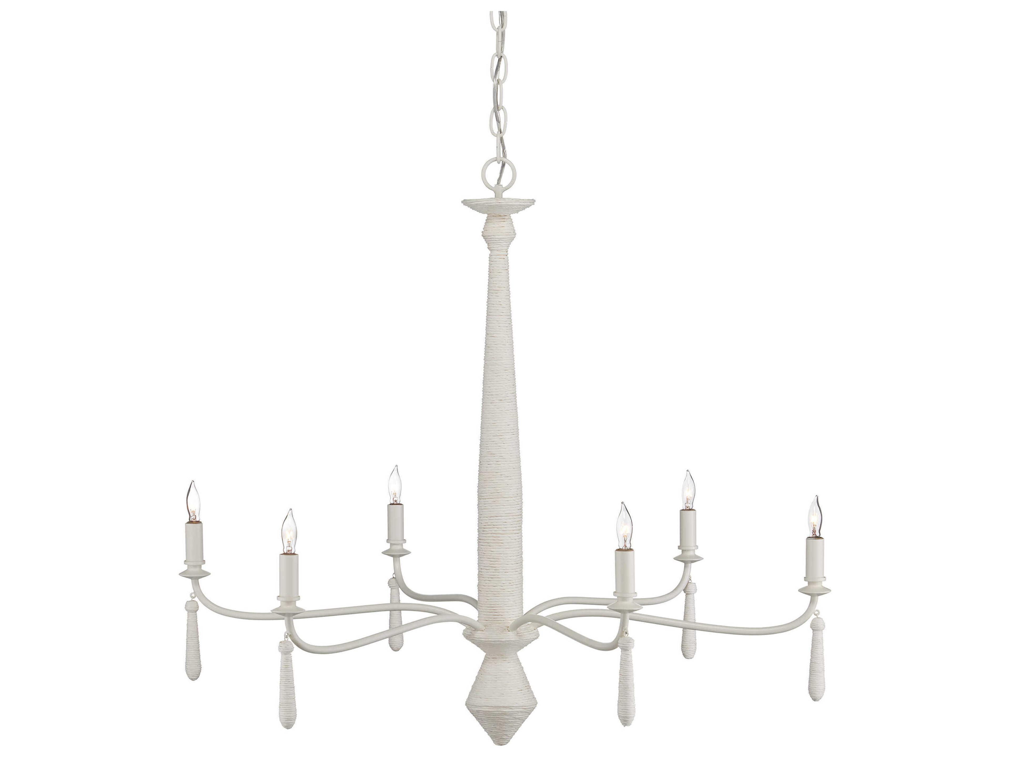 Currey & Company Donnybrook 6-Light Textured Ivory White Candelabra Chandelier