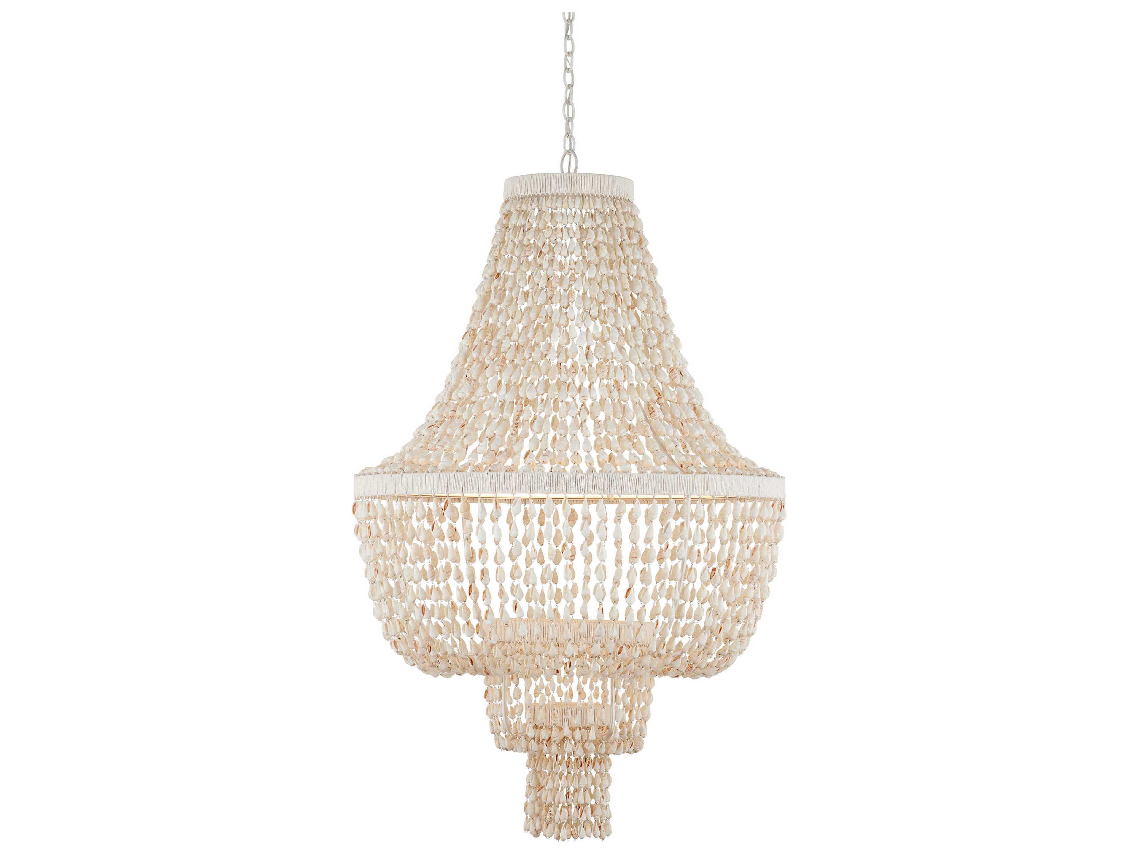 Currey & Company Cybele 2-Light Textured Ivory Off White Empire Chandelier