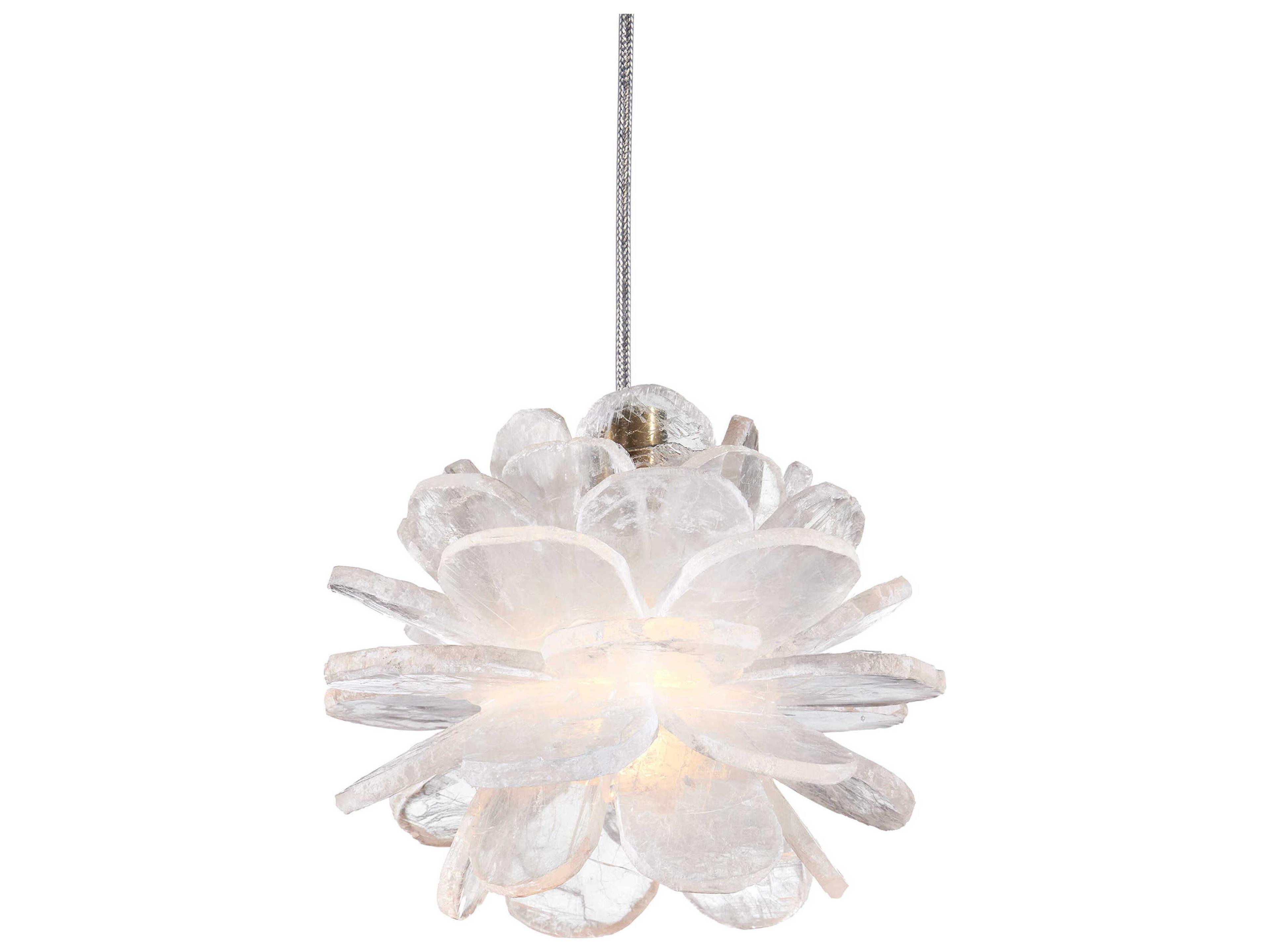 Currey & Company Clarity 1-Light Natural Brass White Mini Pendant