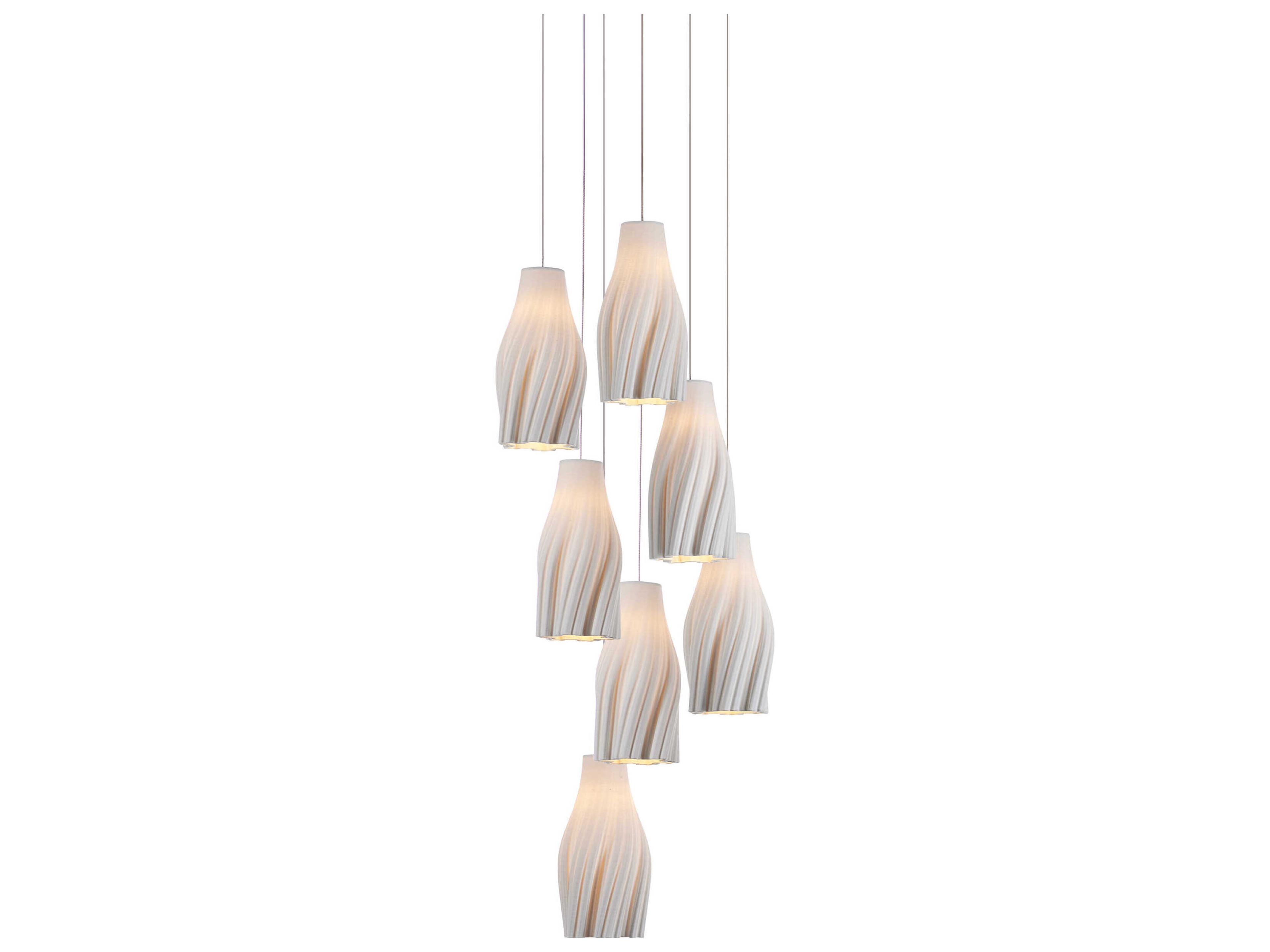 Currey & Company Posh 7-Light Textured White Pendant