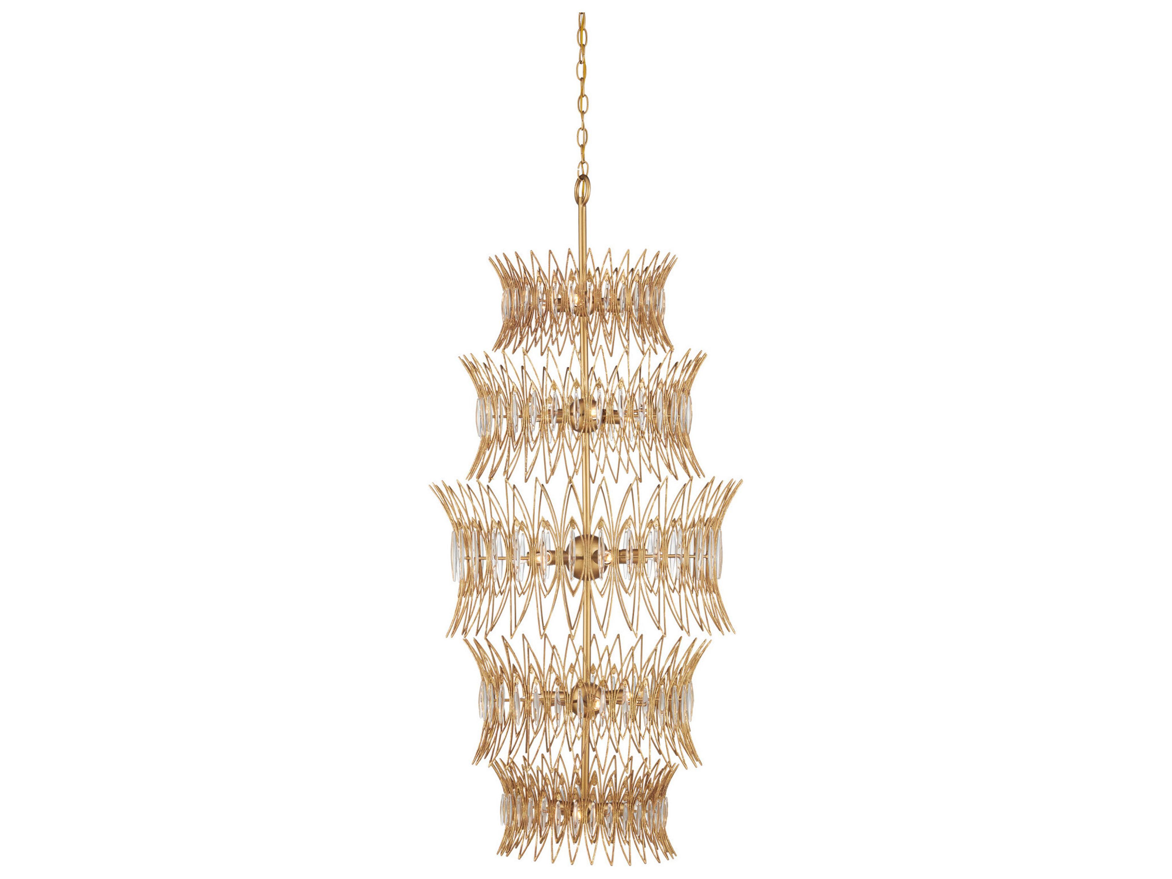 Currey & Company Marquise 18-Light Clear Luxor Gold Chandelier