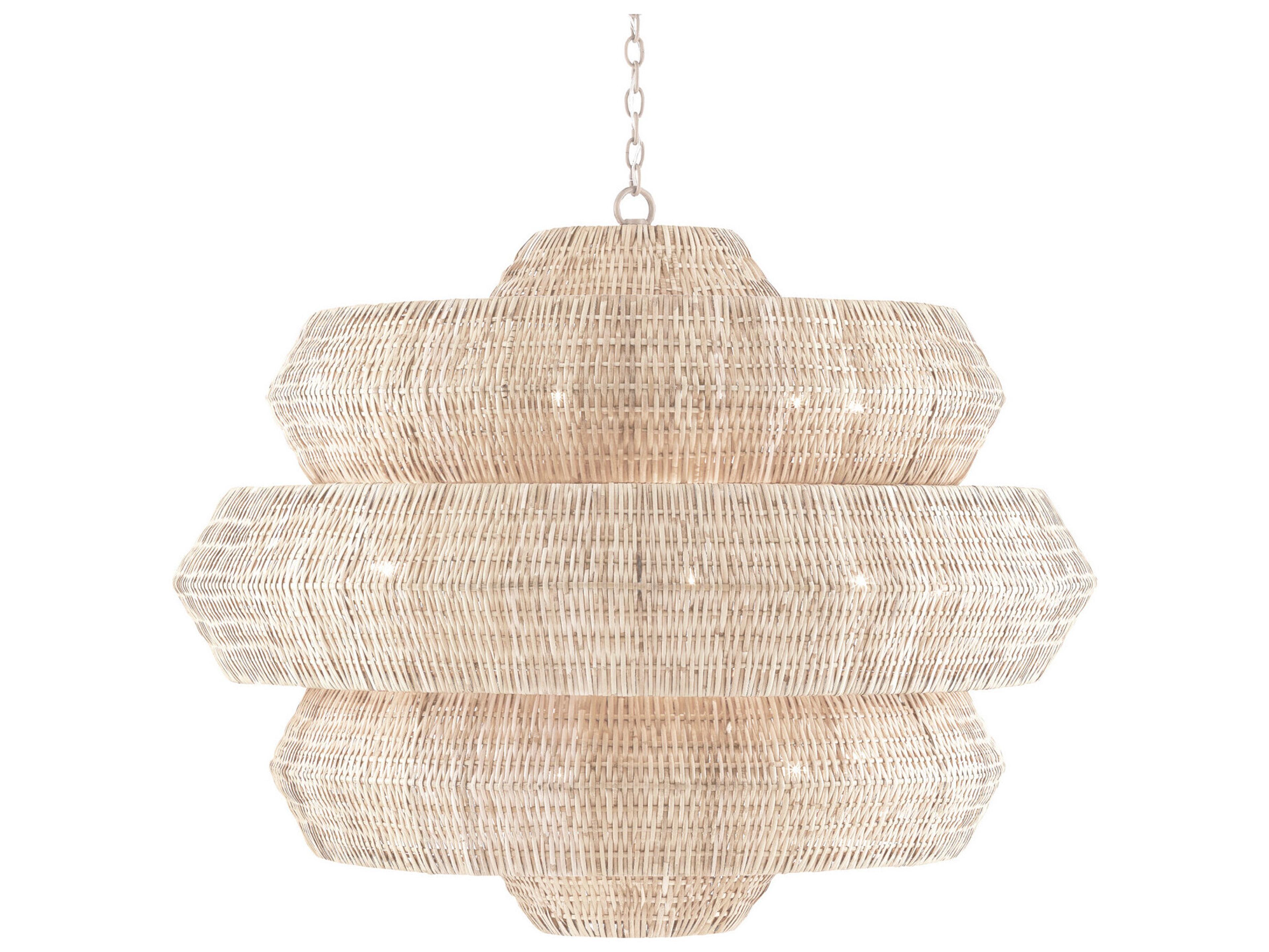 Currey & Company Antibes 18-Light Bleached Natural Snow White Chandelier