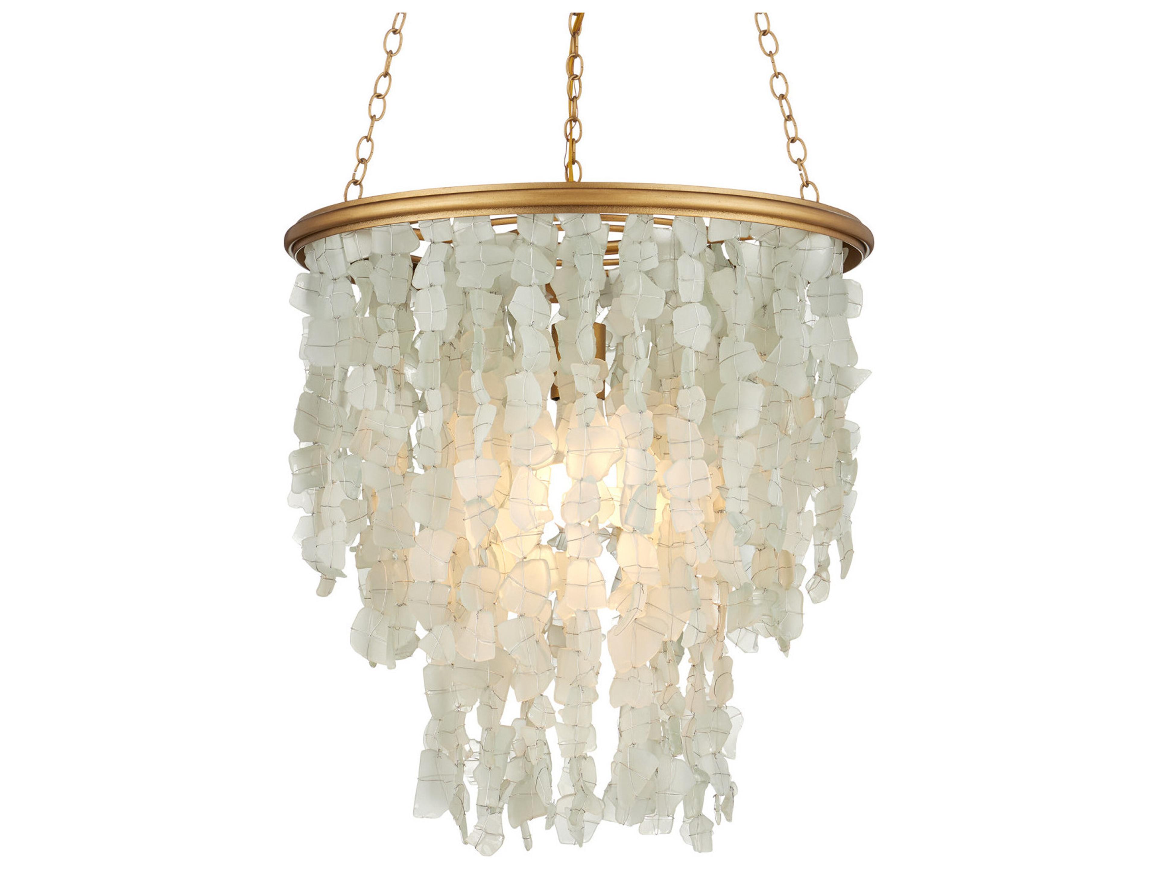 Currey & Company Verre De Mer 1-Light Seaglass Contemporary Gold Pendant