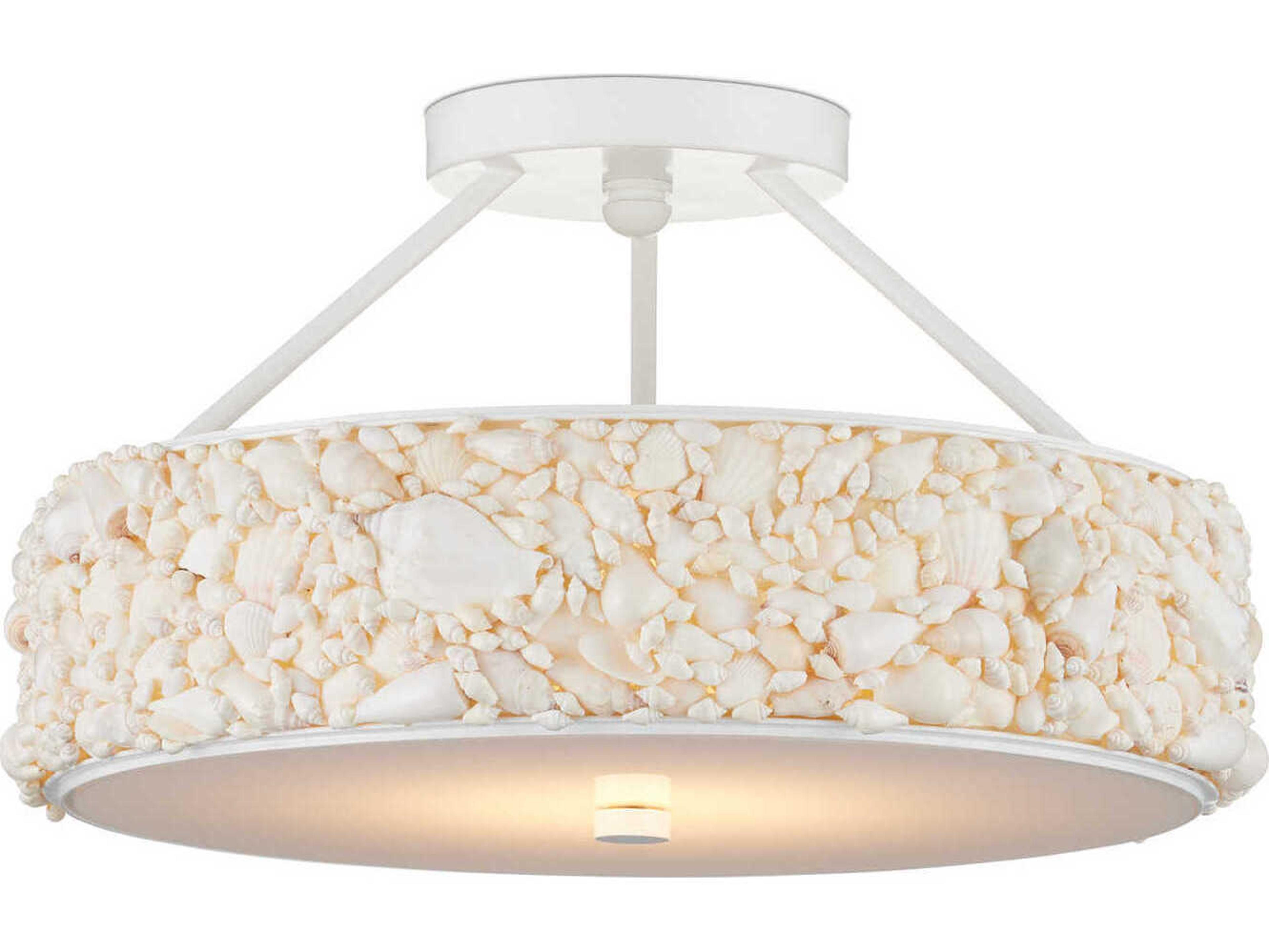 Currey & Company Turbinella 1-Light Natural Sugar White Semi Flush Mount