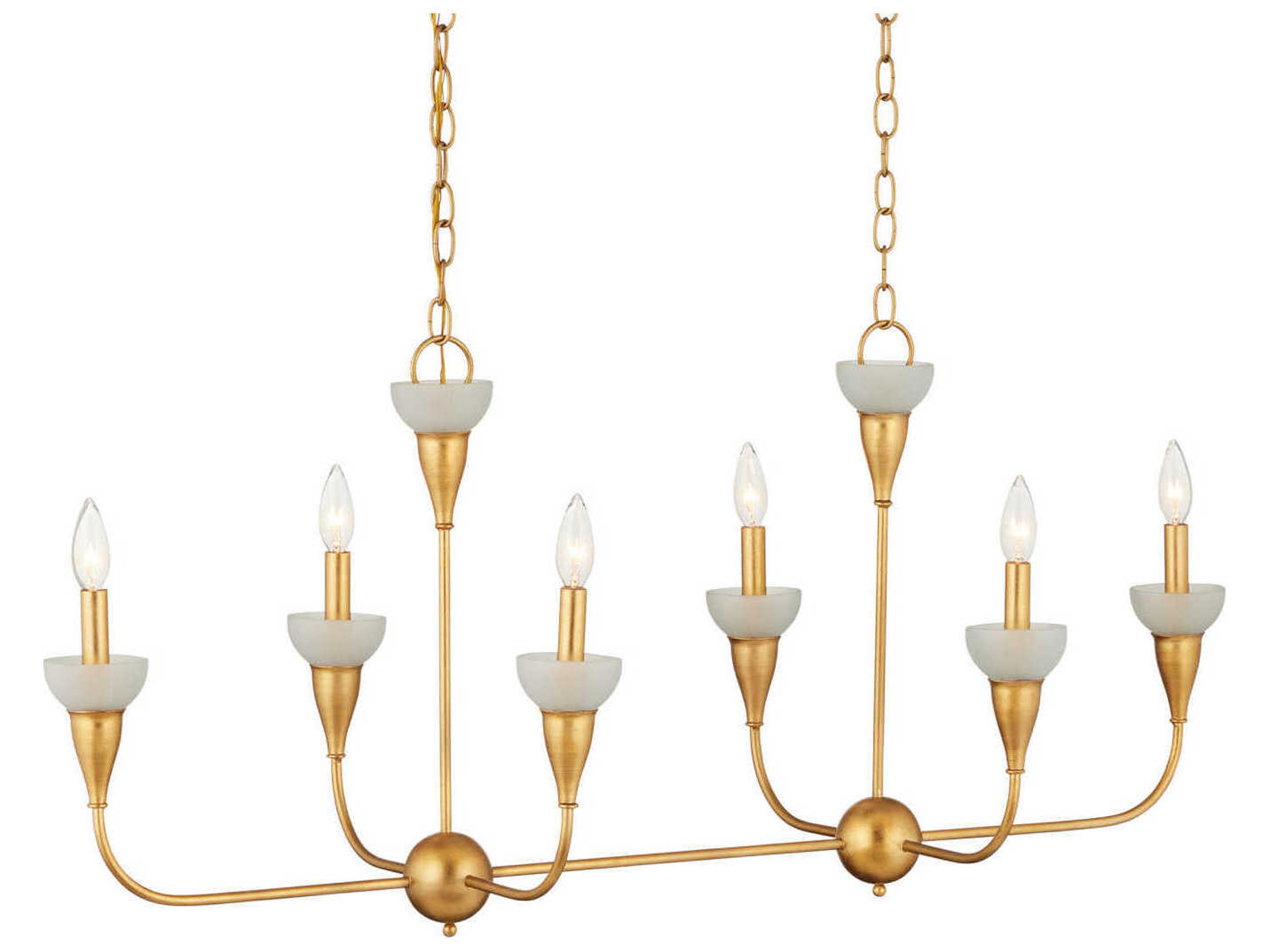 Currey & Company Aurelia Frost 6-Light Contemporary Gold Leaf Island Pendant