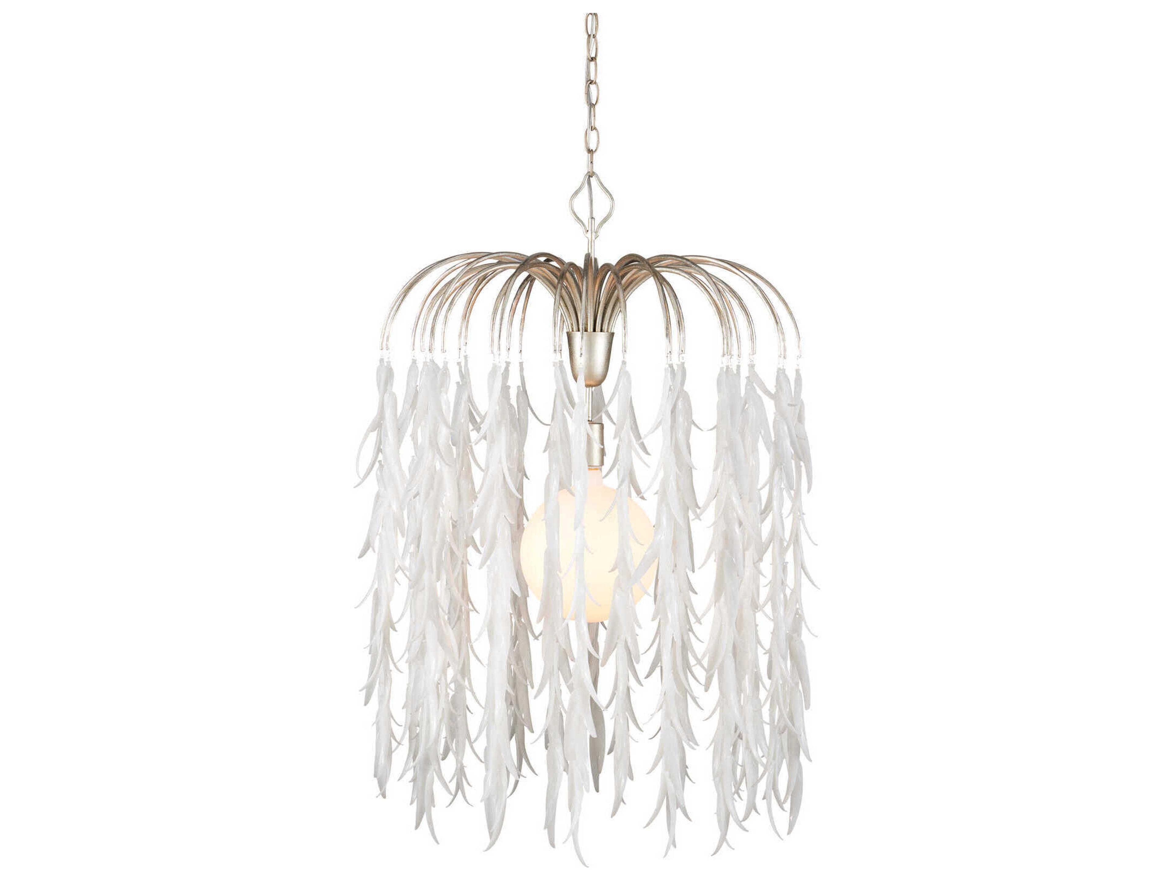 Currey & Company Glen Arbor 1-Light Contemporary Silver Leaf Pendant