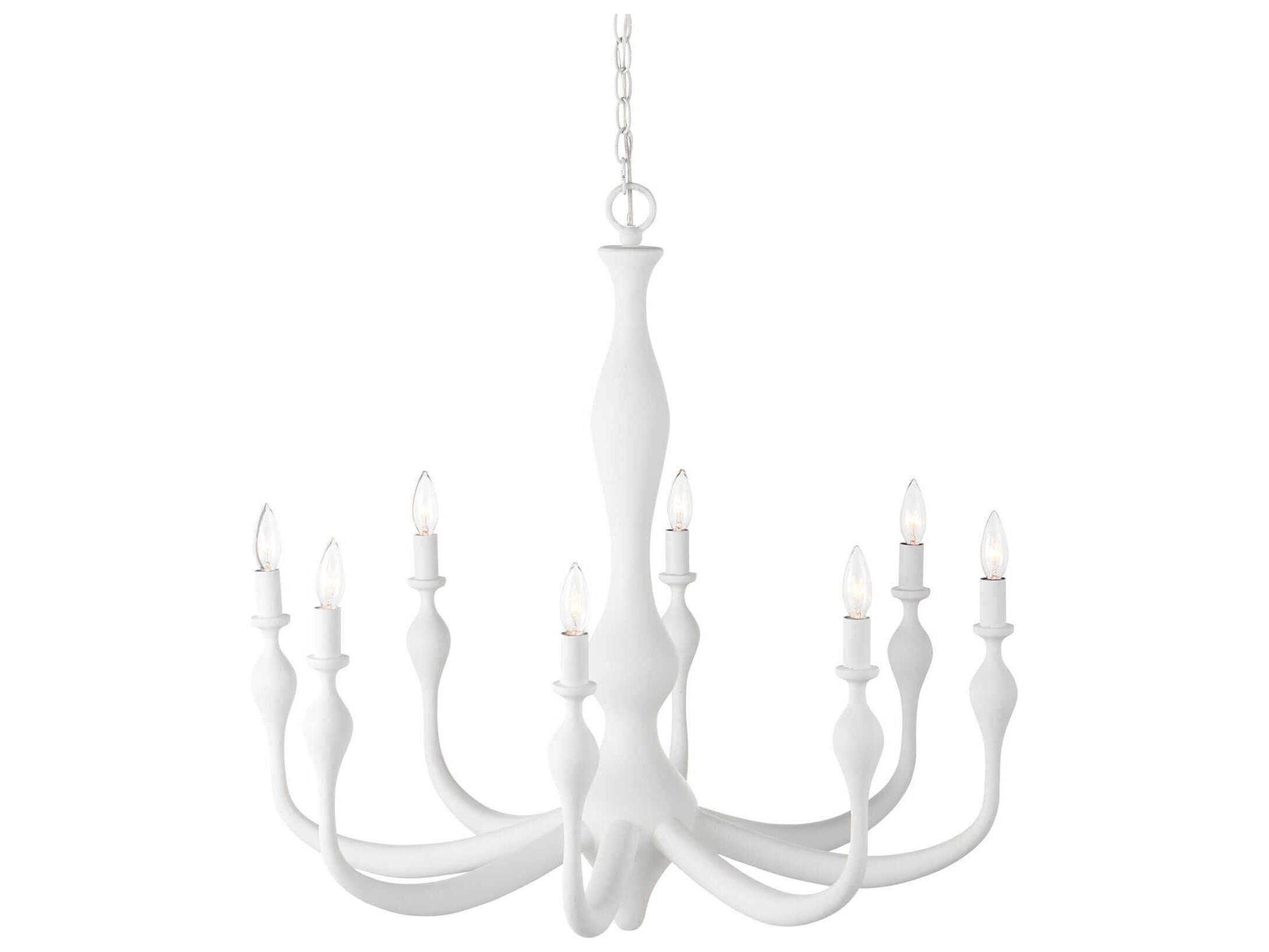Currey & Company Ludwig 8-Light Gesso White Chandelier