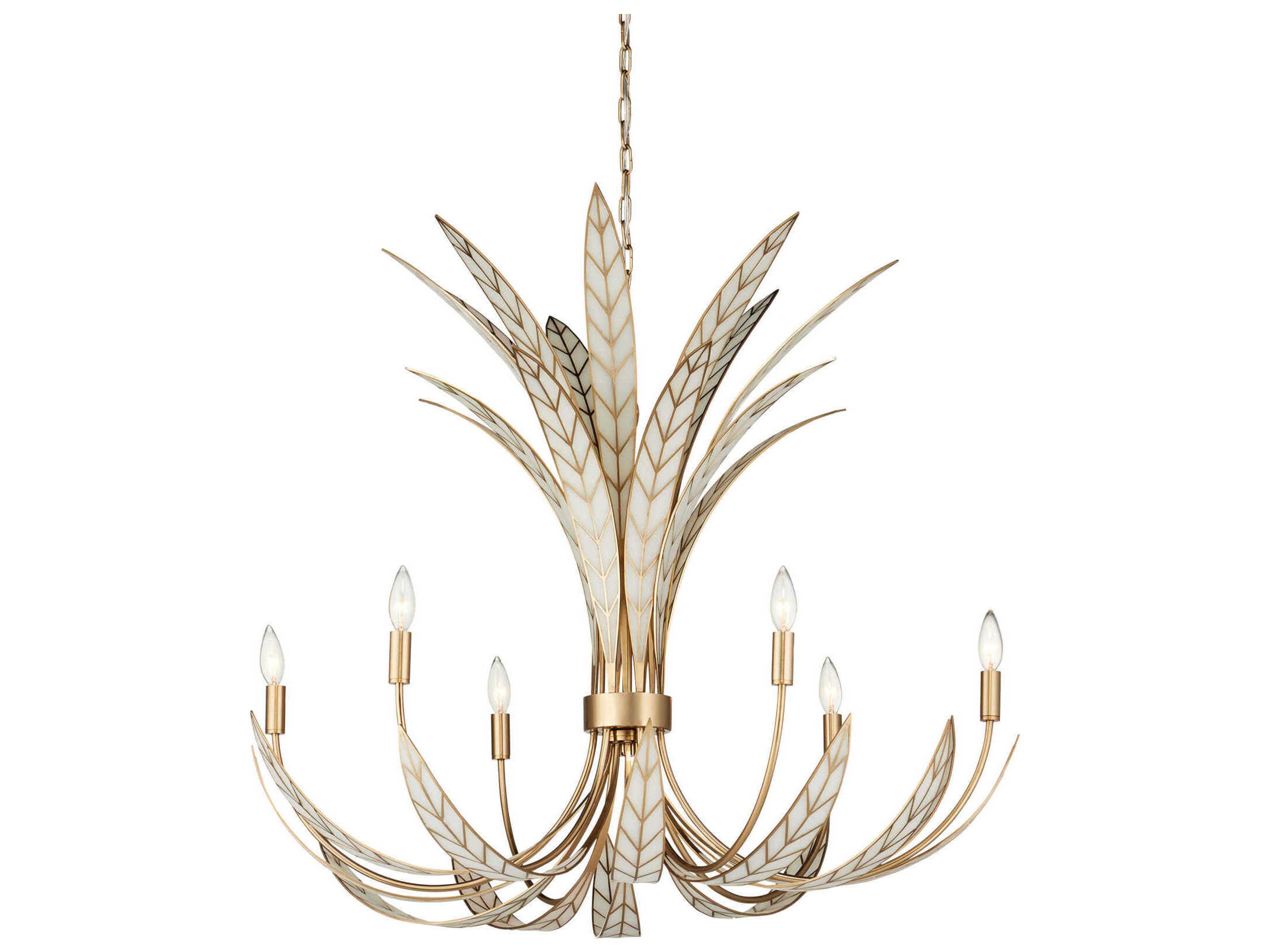 Currey & Company Foliatura 6-Light Antique Brass Chandelier