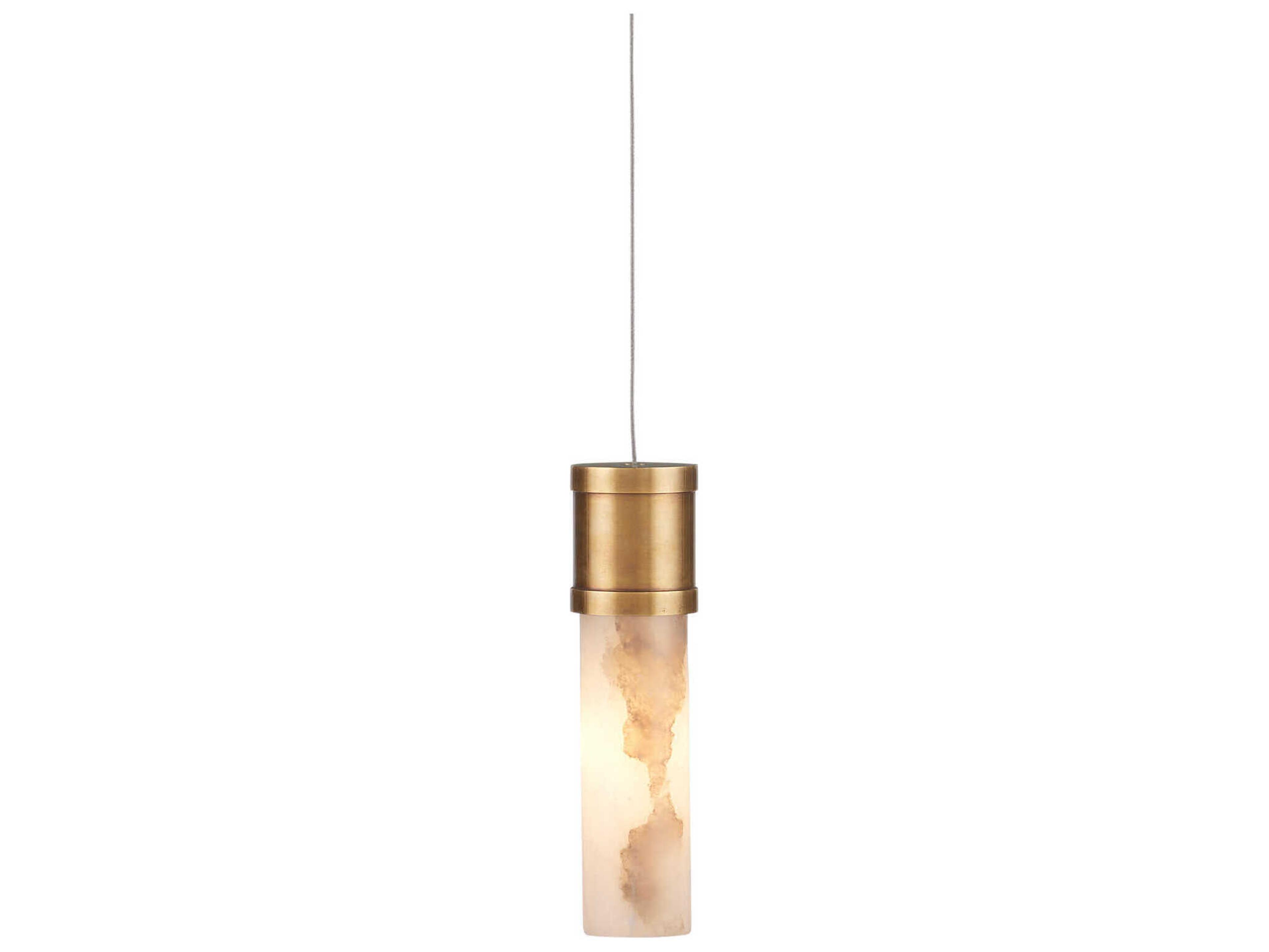 Currey & Company Cannula 1-Light Vintage Brass Cylinder Mini Pendant