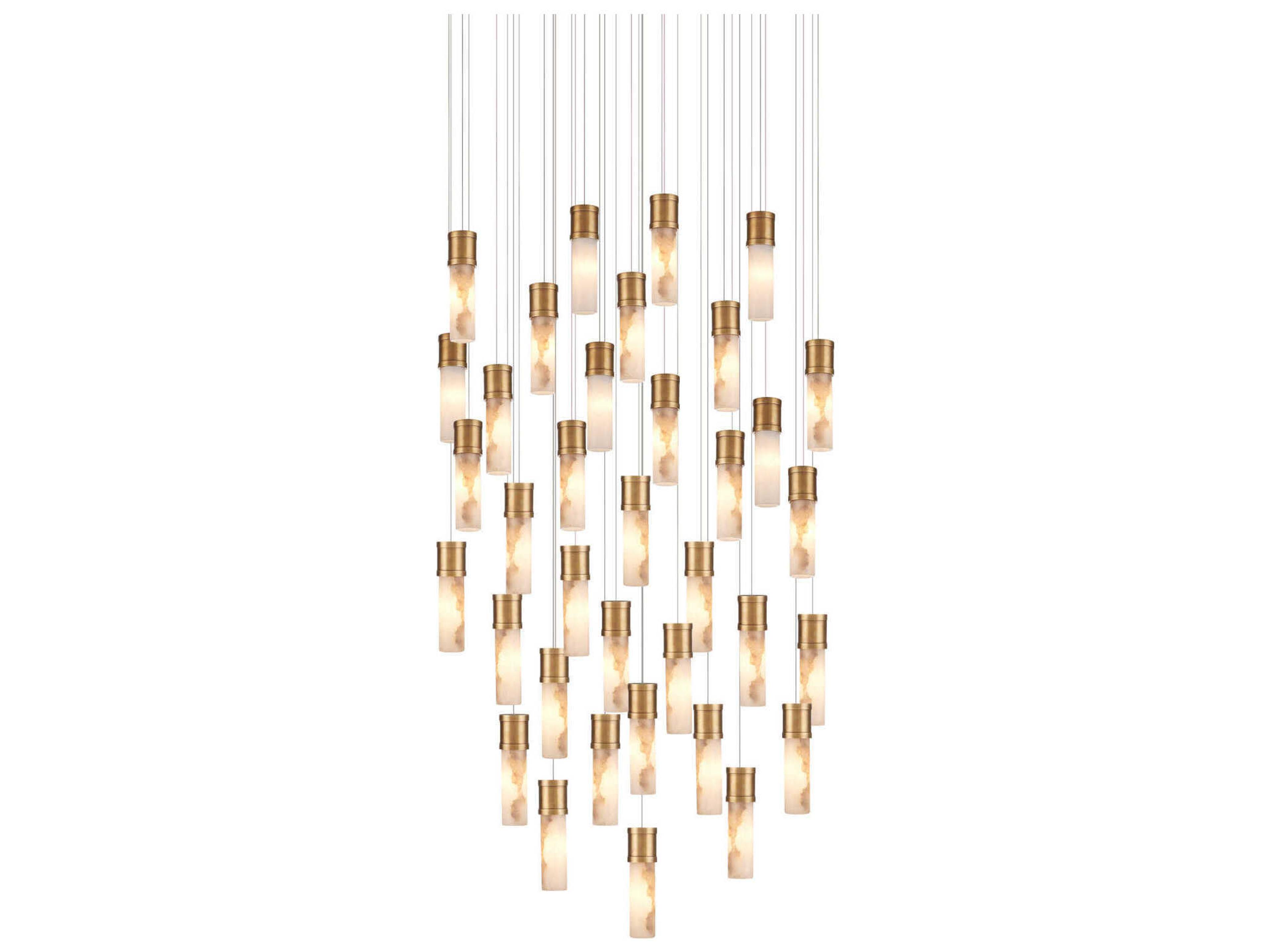 Currey & Company Cannula 36-Light Vintage Brass Cylinder Round Pendant