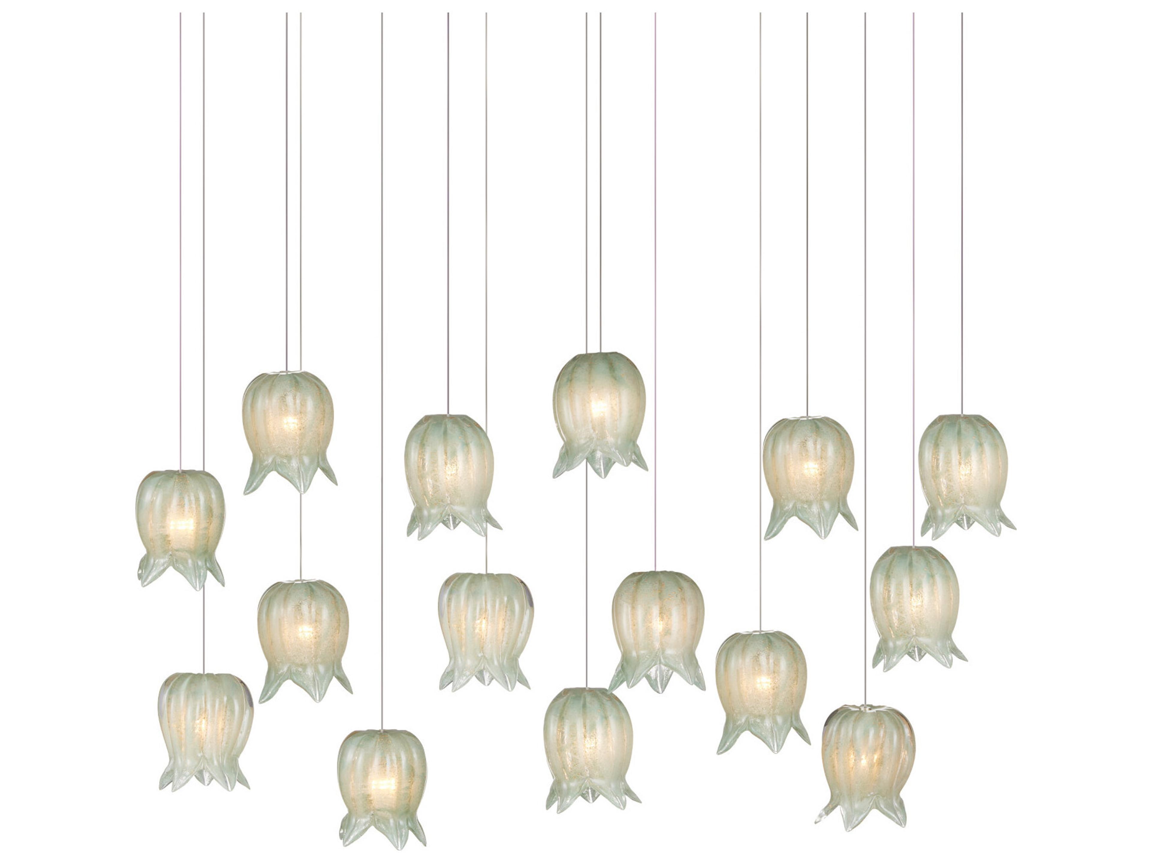 Currey & Company Polpo 15-Light Green Silver Island Pendant