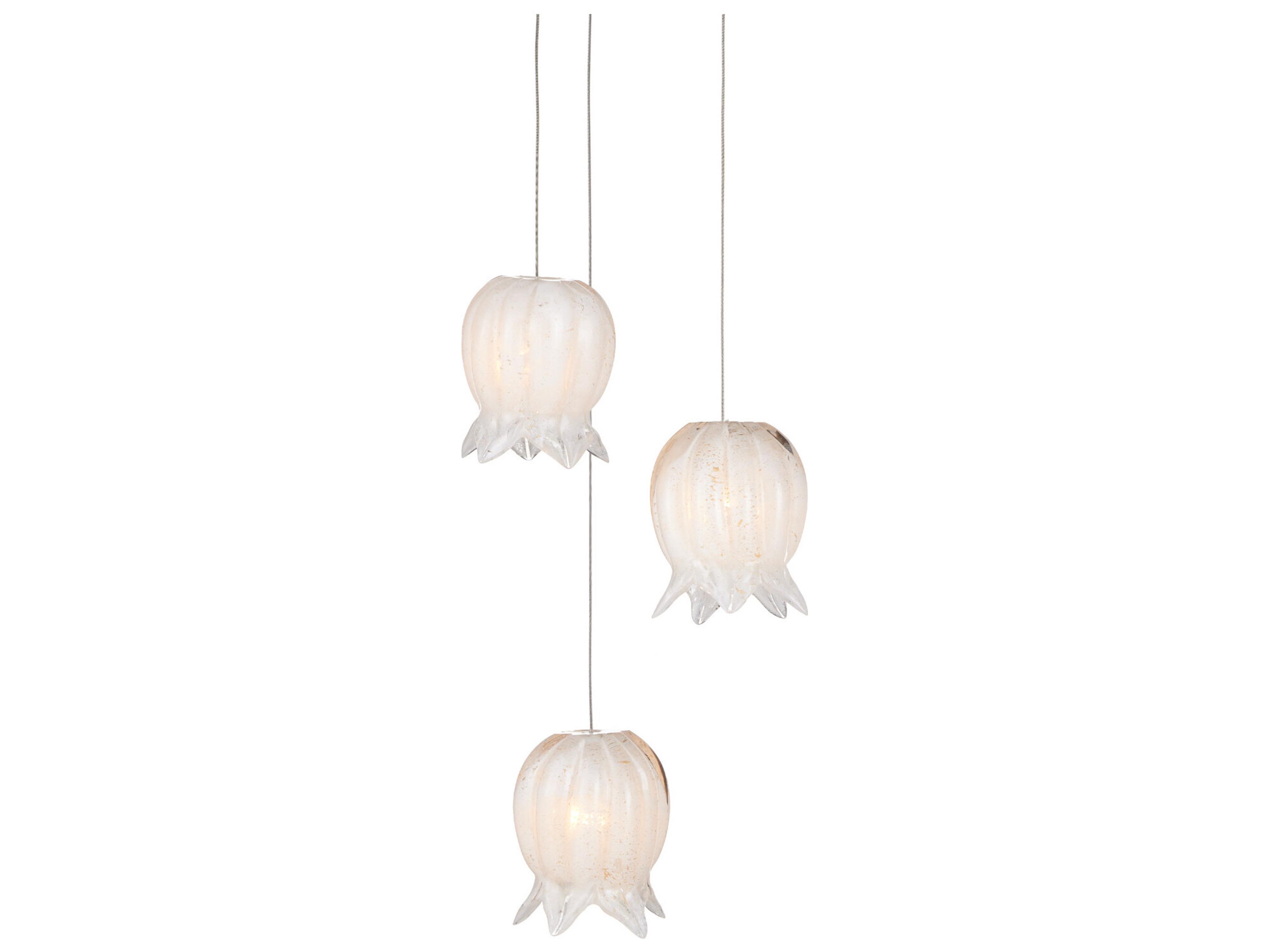 Currey & Company Polpo 3-Light White Silver Mini Pendant