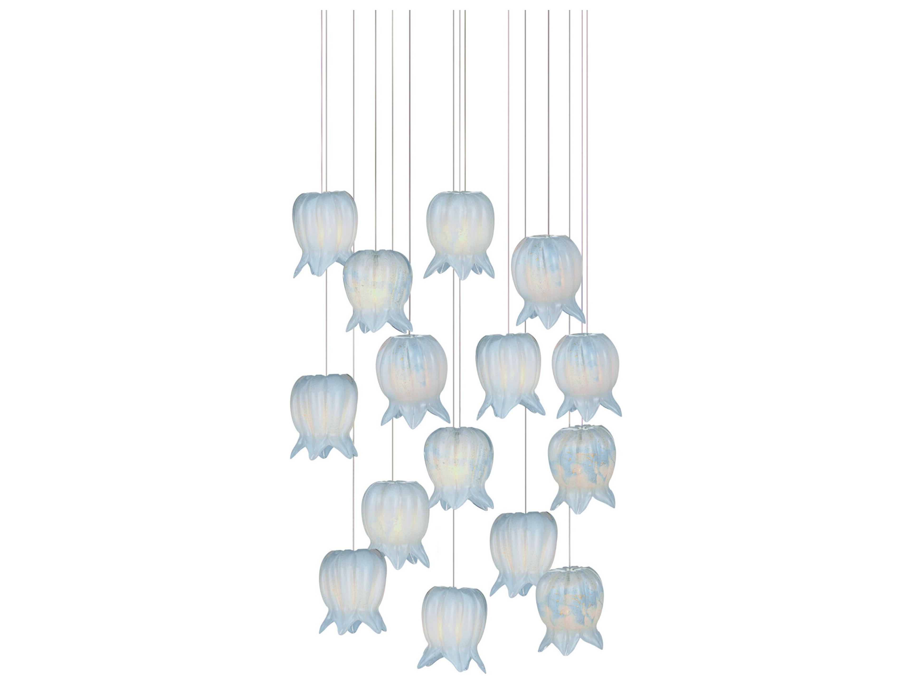 Currey & Company Polpo 15-Light Blue Silver Pendant